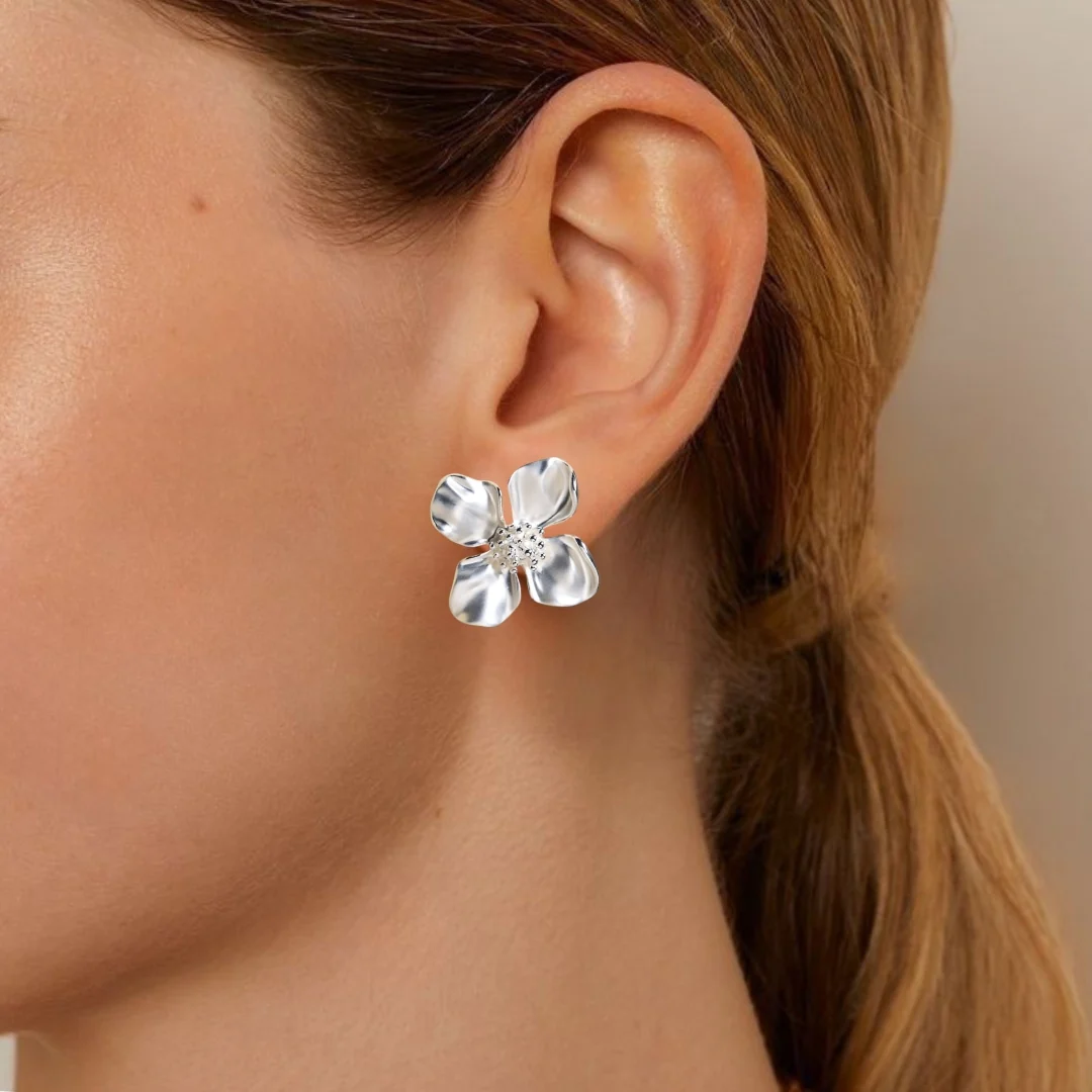 Silver Cornus Bloom Statement Earrings - Image 2