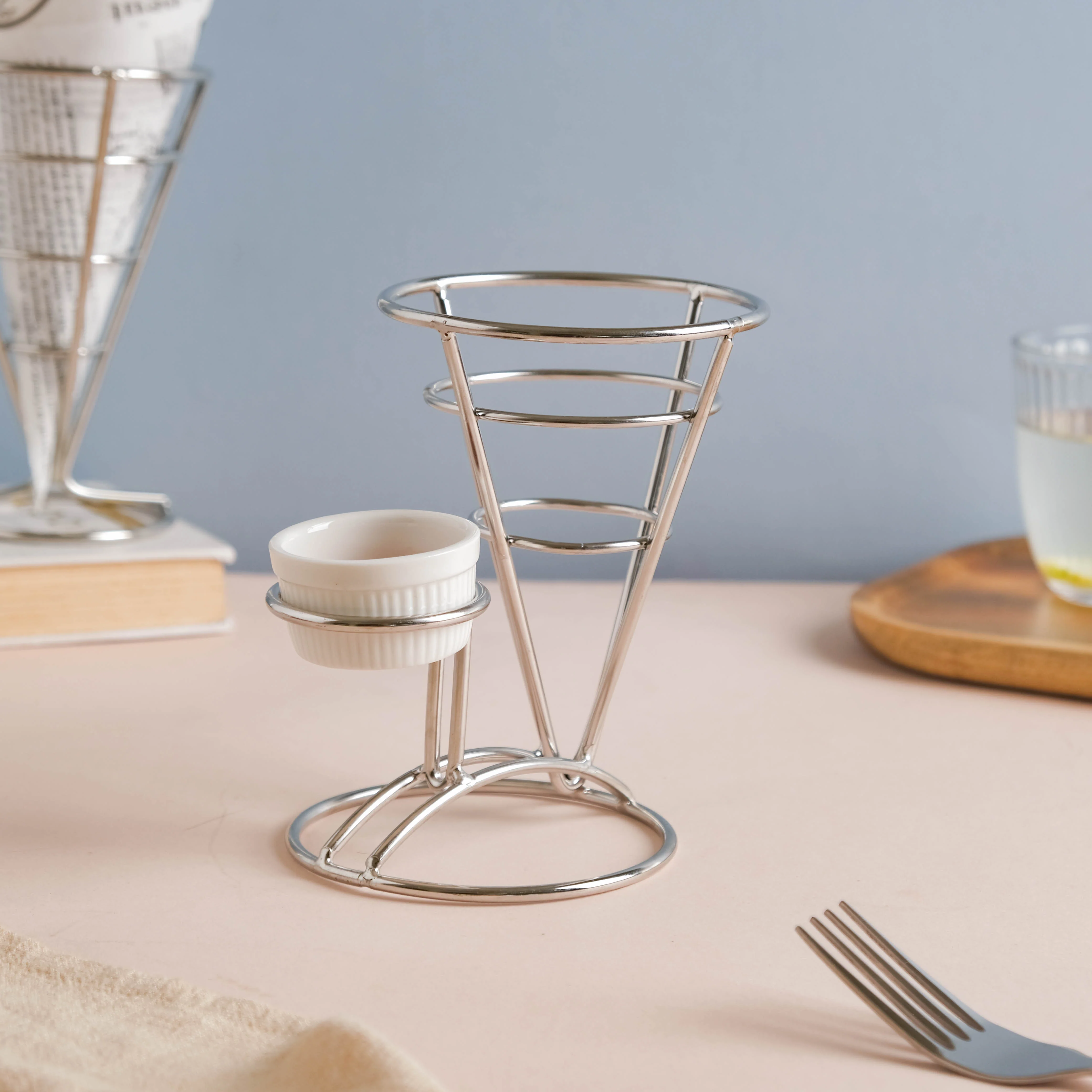 Silver Finger Food Basket With Dip Bowl - Image 4