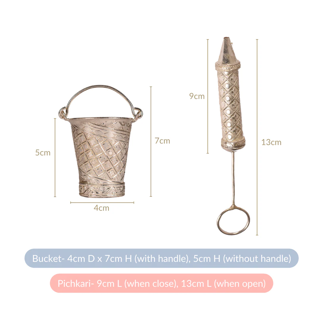 Silver Holi Mini Pichkari And Bucket Set Of 2 With Gift Box - Image 5