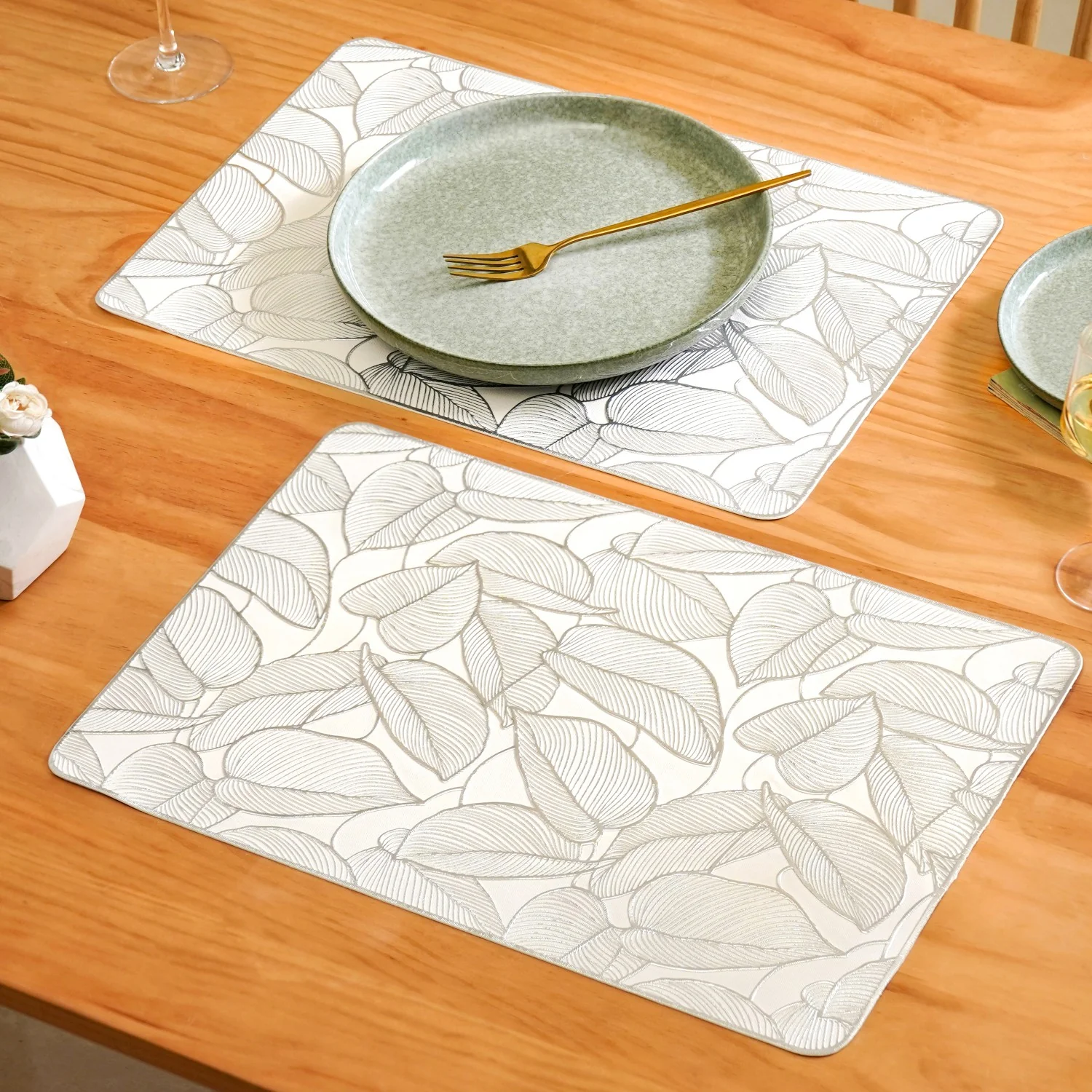 Silver Lining Leaves Dining Table Mat Set Of 6 - Image 6