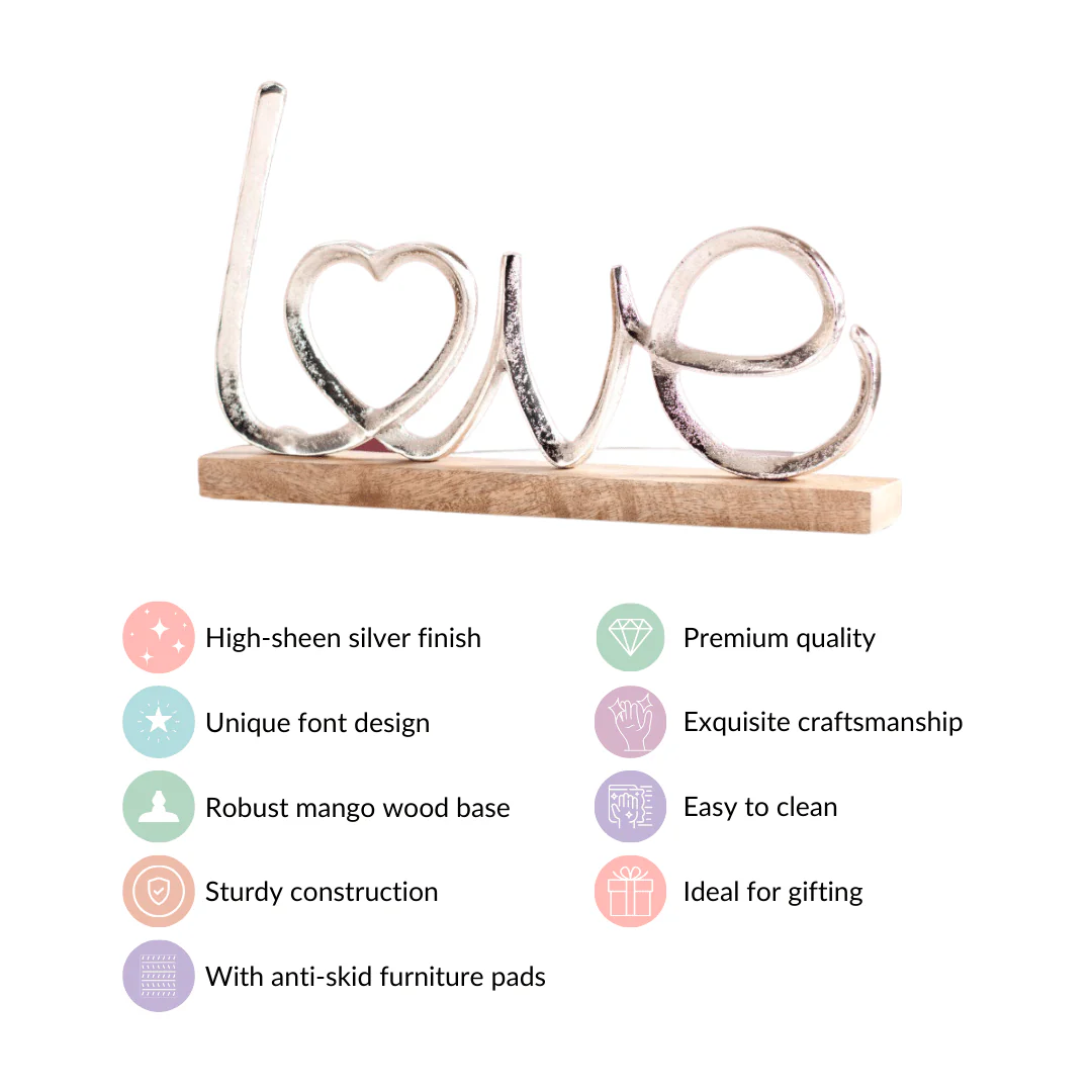 Silver Love Decor Showpiece For Home - Image 4