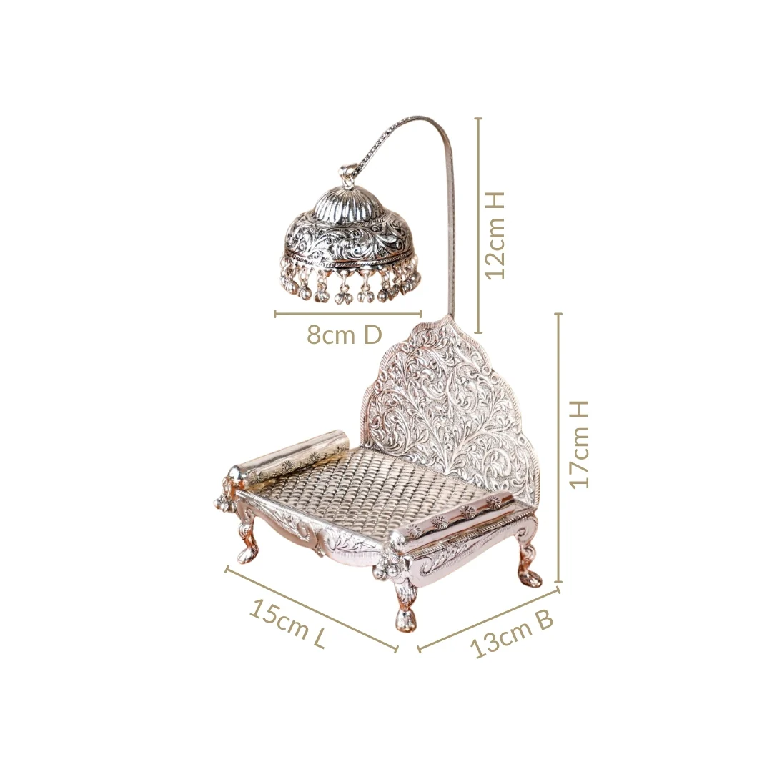 Silver Singhasan With Detachable Chatra - Image 3