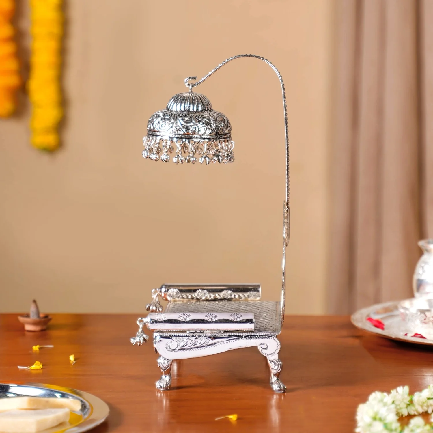 Silver Singhasan With Detachable Chatra - Image 7