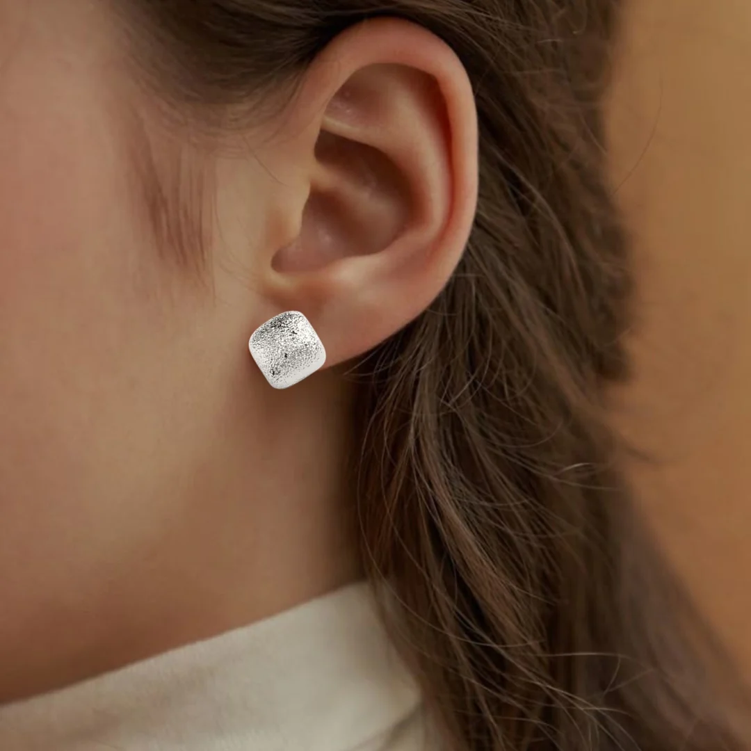 Silver Square Fold Studs - Image 5