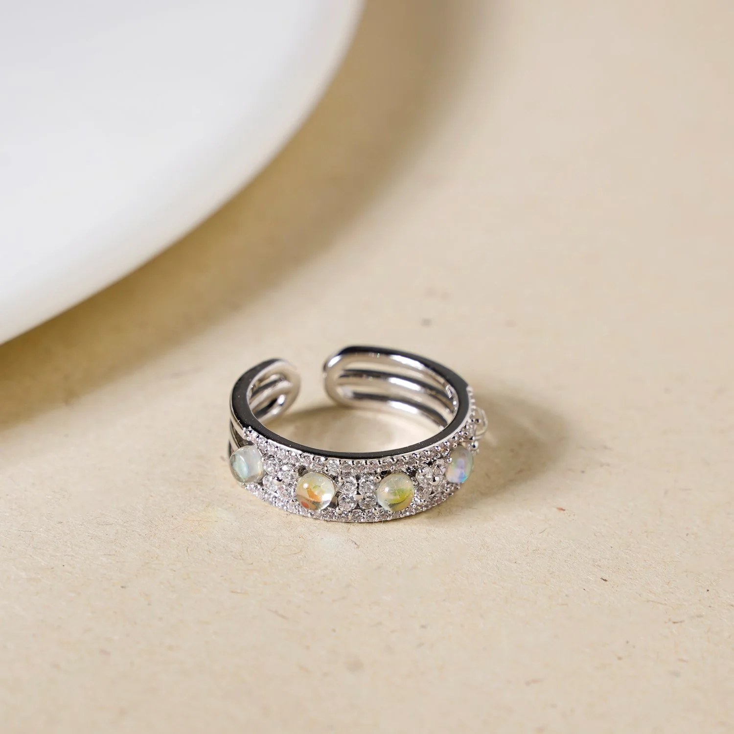 Silver Stone Studded Thumb Ring - Image 6