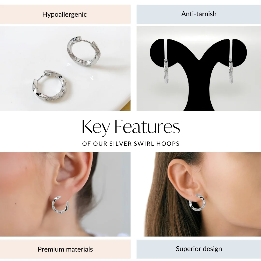 Silver Swirl Hoops - Image 5