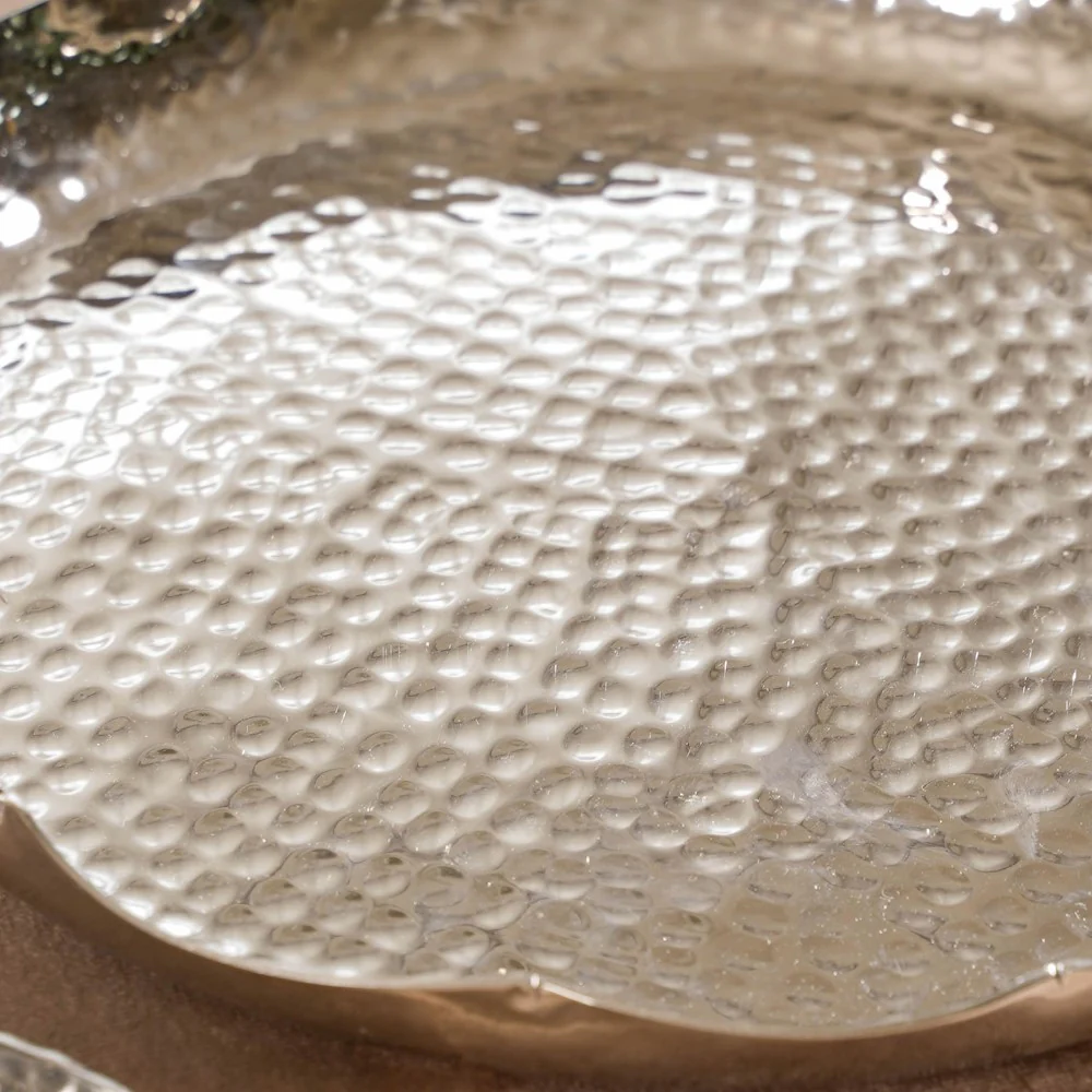 Silver Urli Tray With Flower Shape Set Of 2 - Image 5