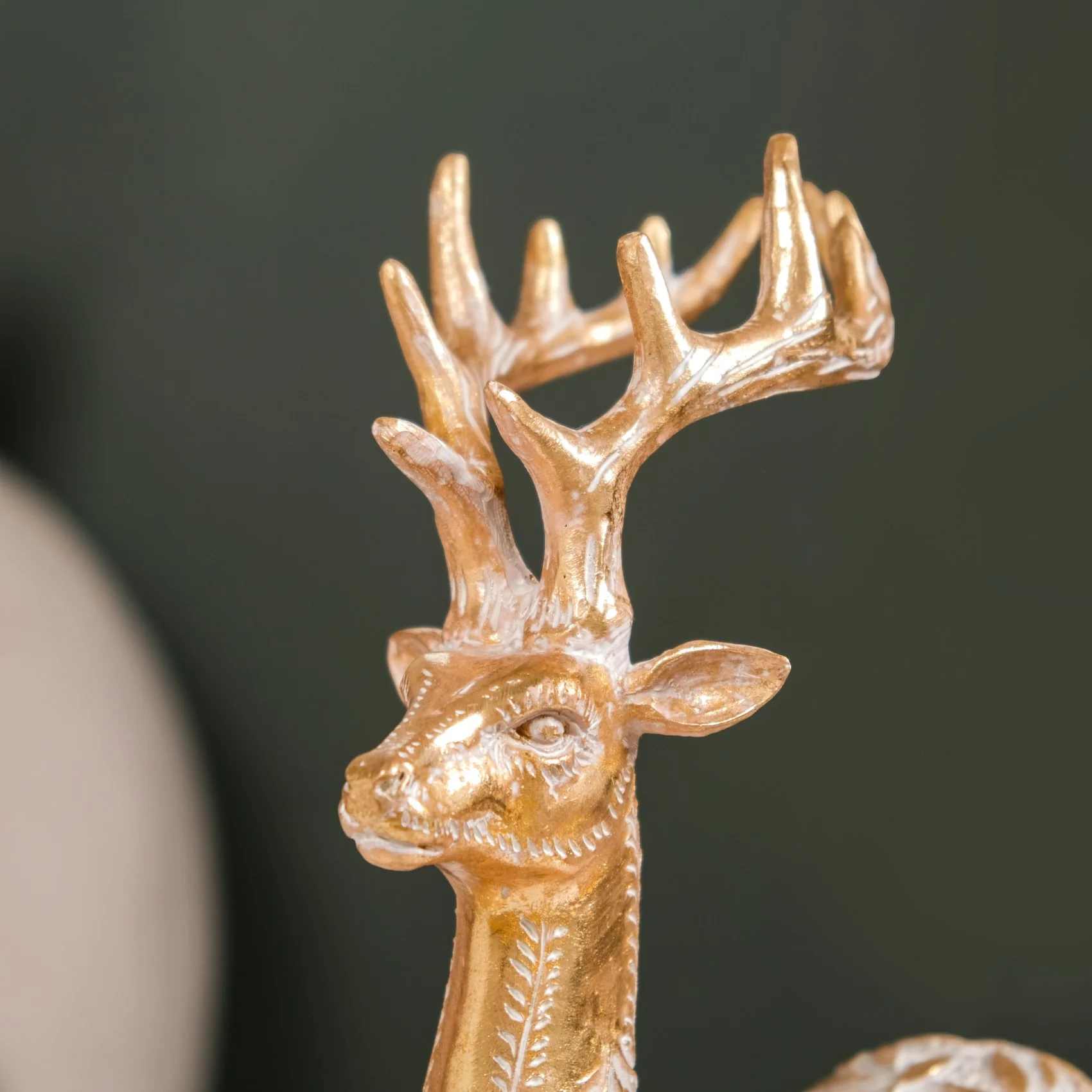 Sitting Deer Carved Showpiece Gold - Image 8