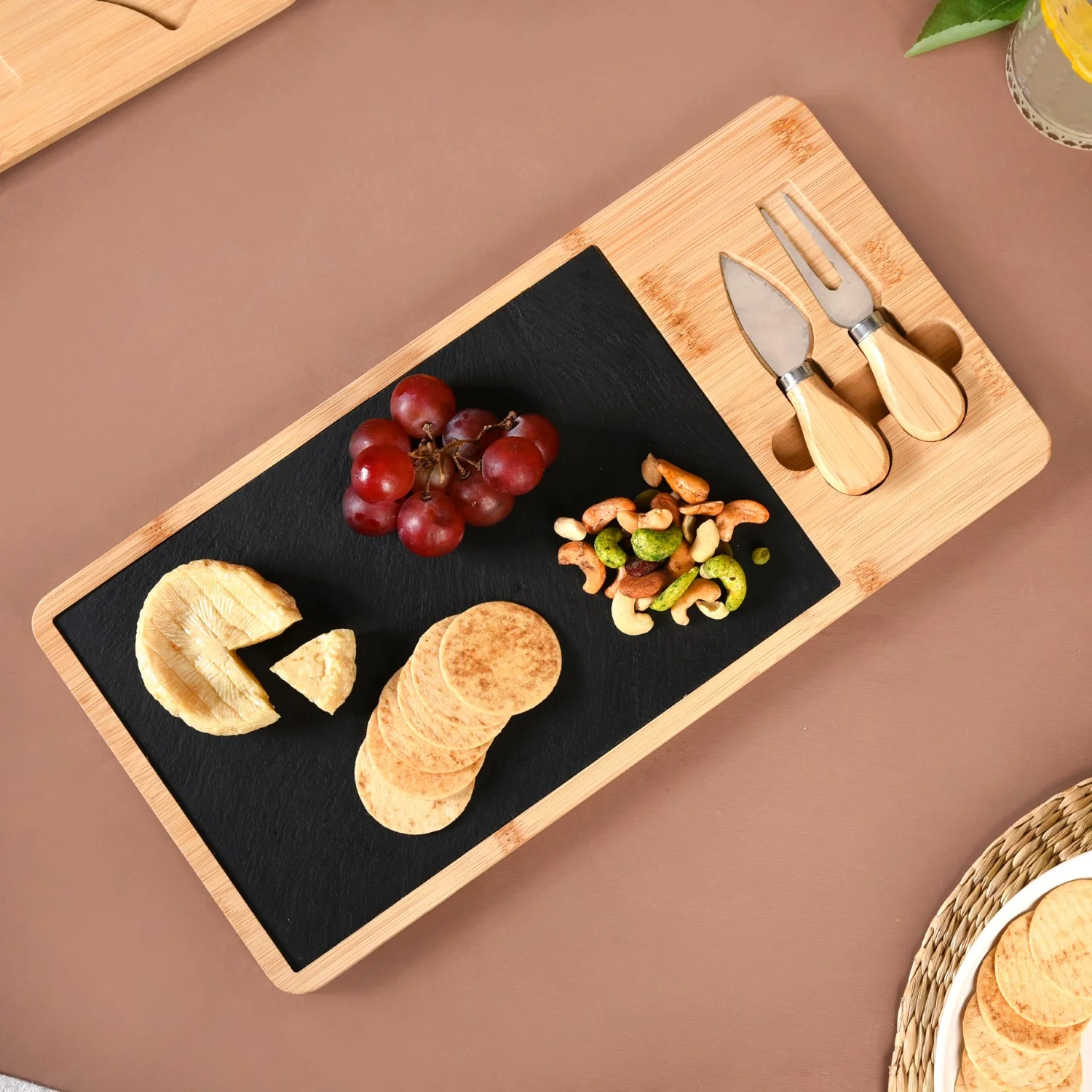 Slate Snack Platter Set With Cheese Knives - Image 6