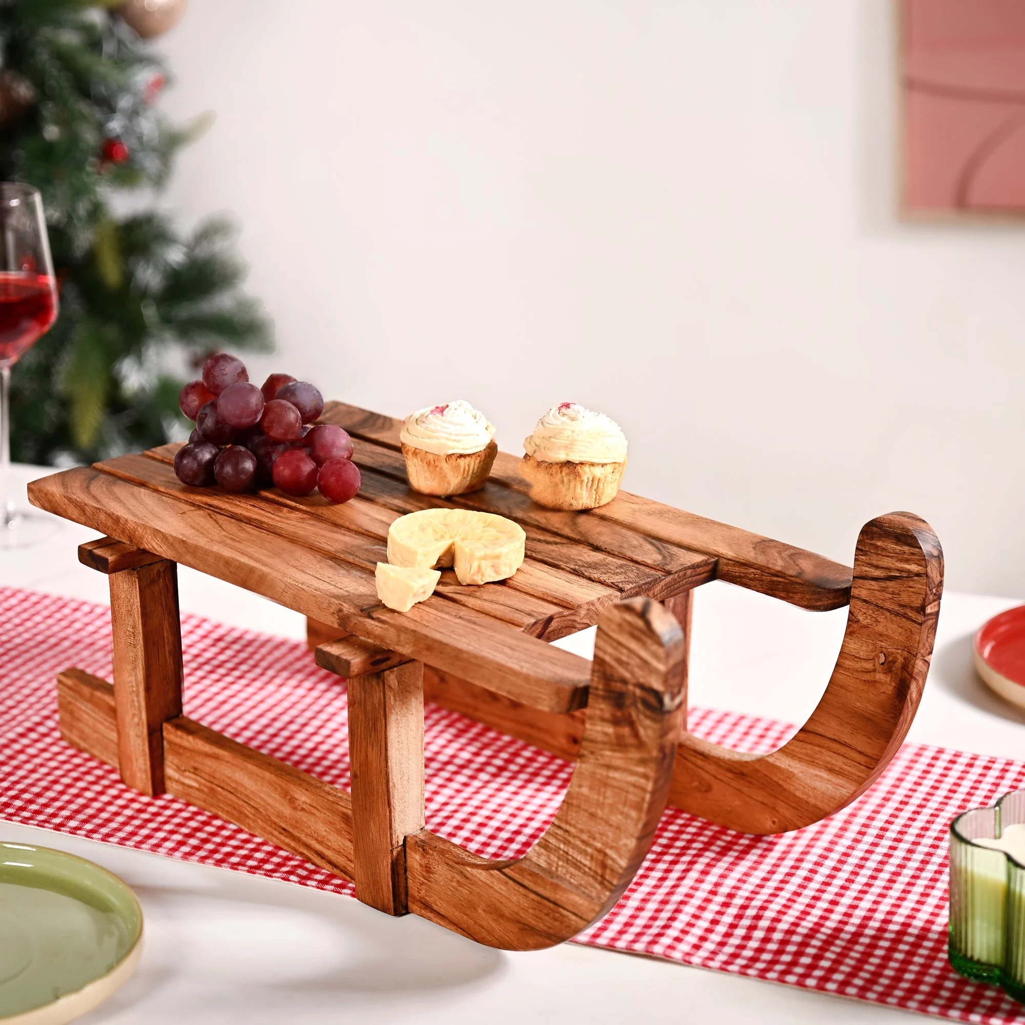 Sledge Acacia Wood Serving Platter Riser - Image 2