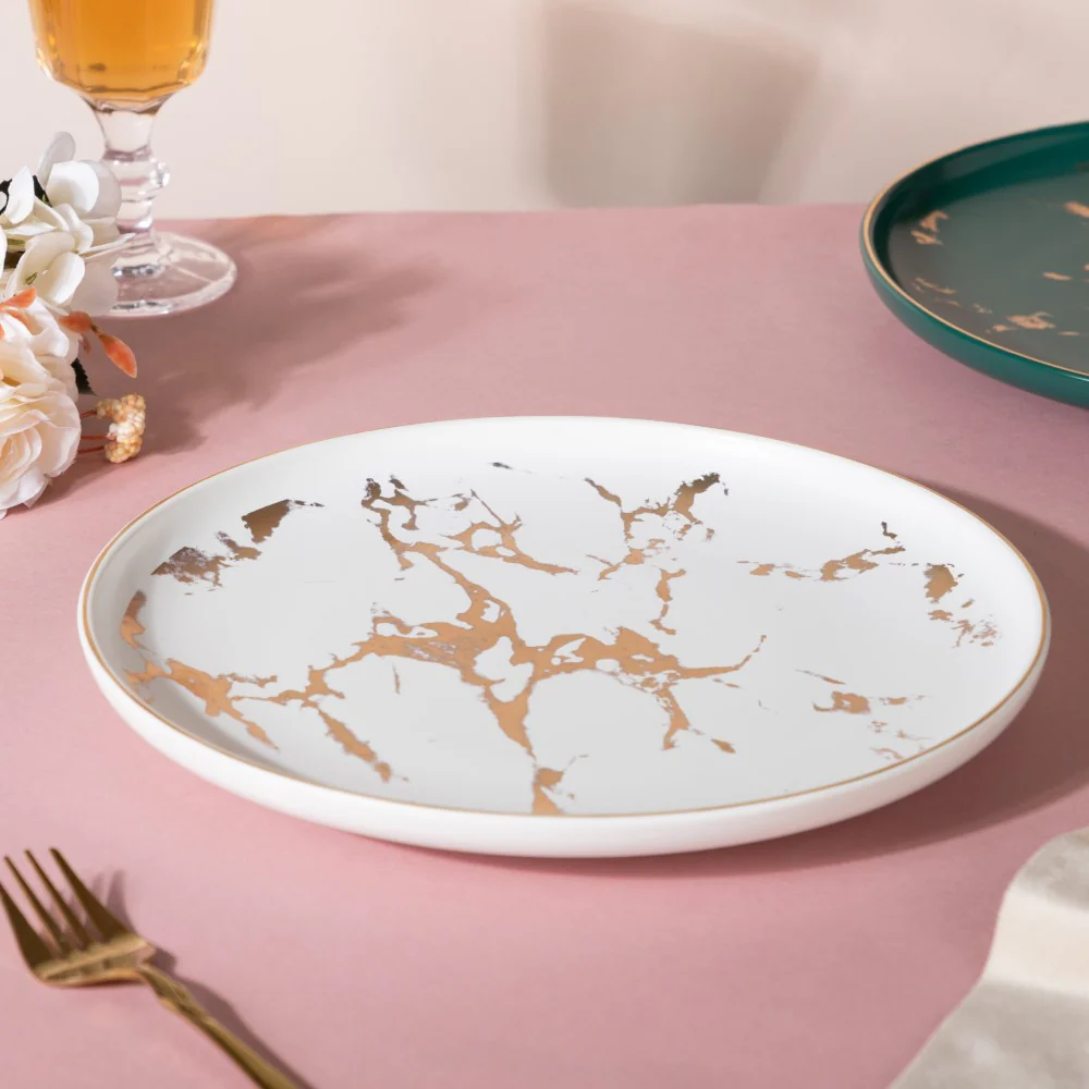 Sleek Marble Dinner Plate White 10 Inch - Image 3
