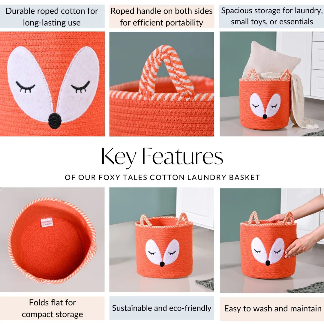 Sleeping Fox Woven Basket 25cm - Image 5