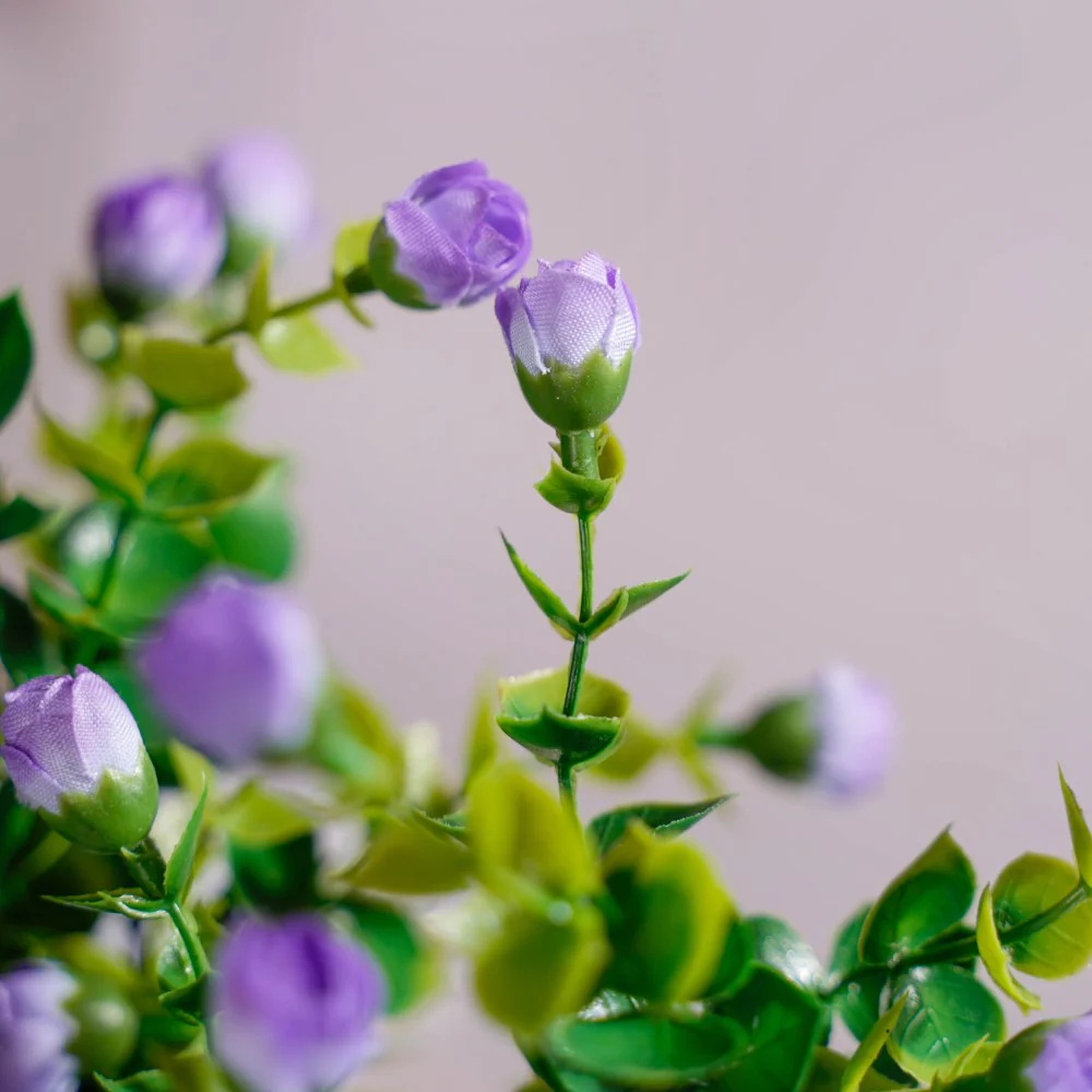 Small Artificial Flowers Bunch Purple Set Of 2 - Image 6