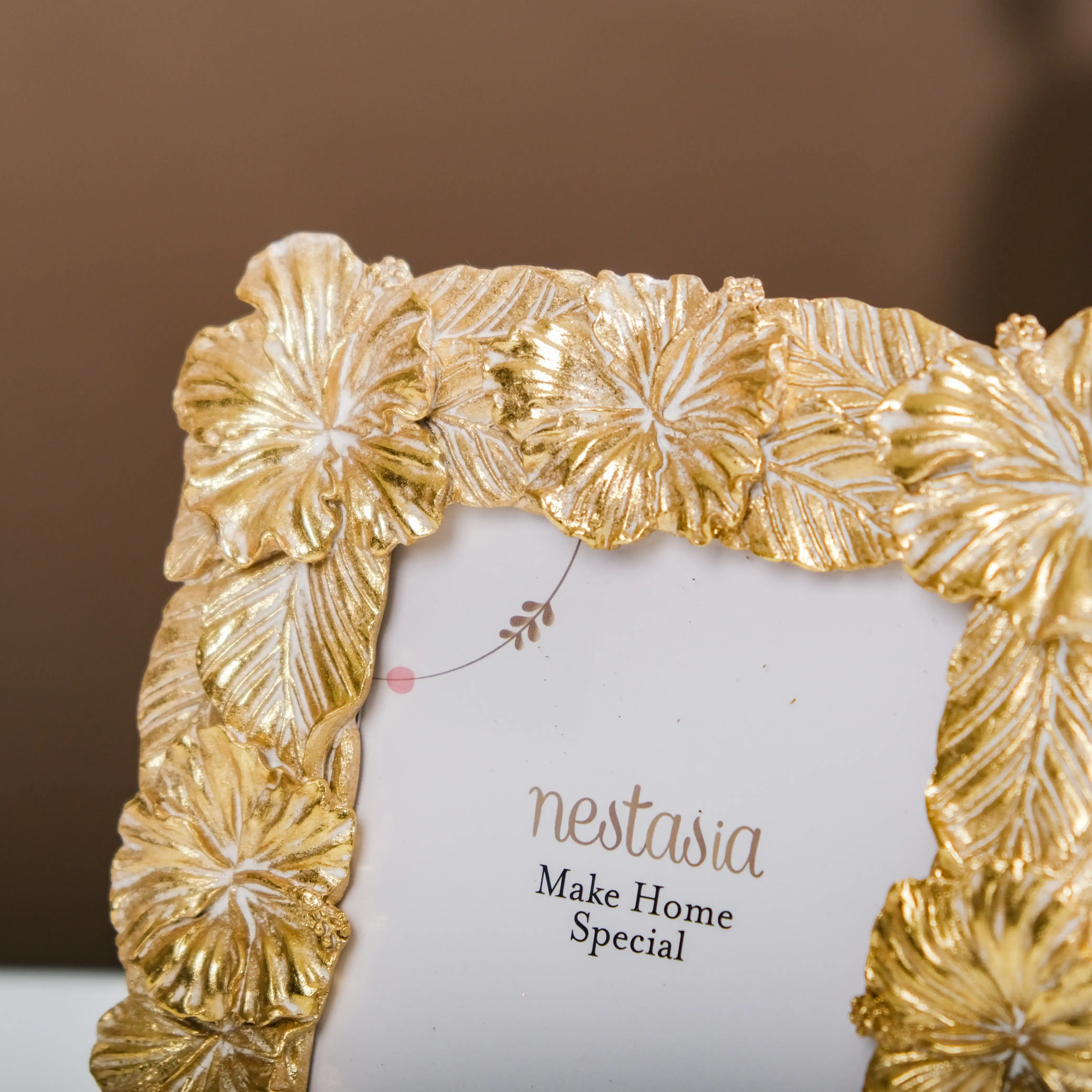 Small Hibiscus Photo Frame Gold 8.5"x6.5" - Image 8
