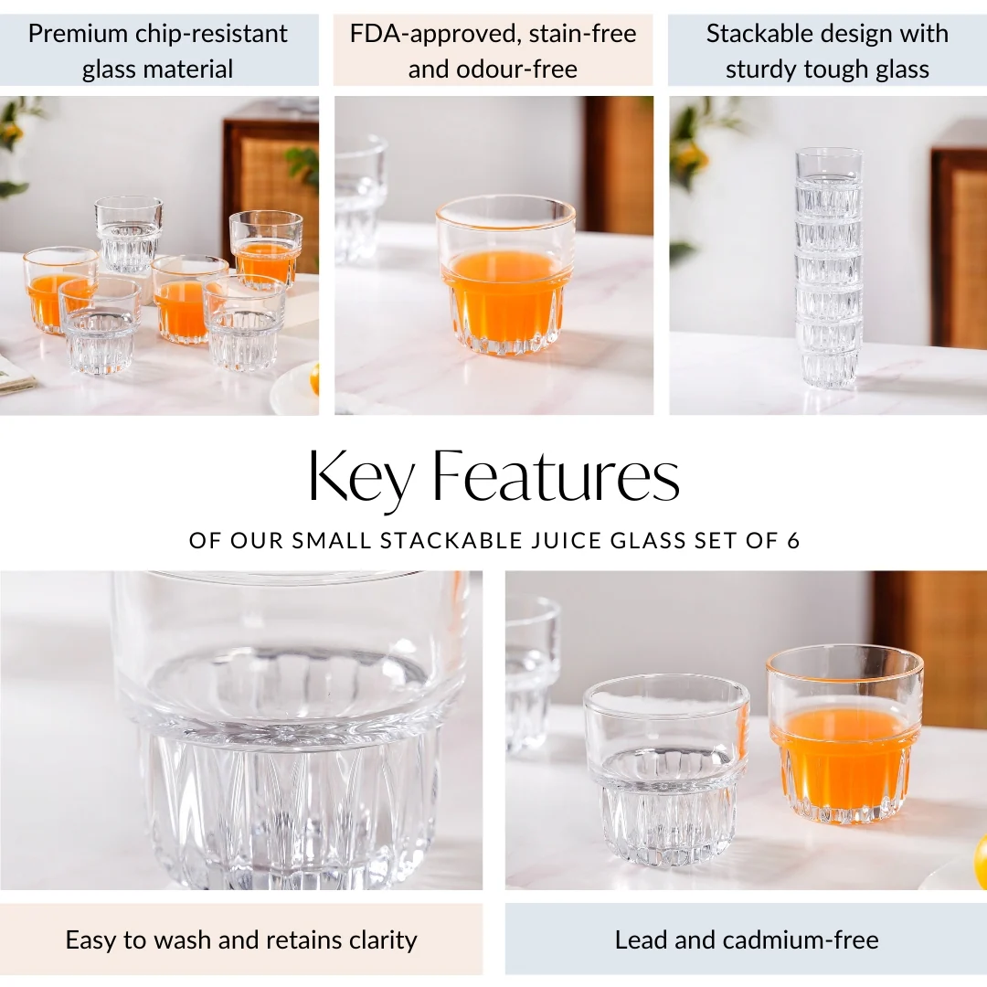 Small Stackable Juice Glass Set Of 6 250ml - Image 5