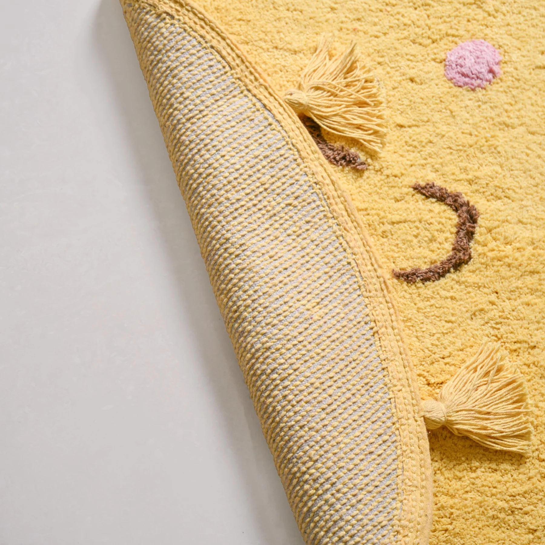 Smiley Sunshine Cotton Anti Slip Round Floor Mat 73cm - Image 6