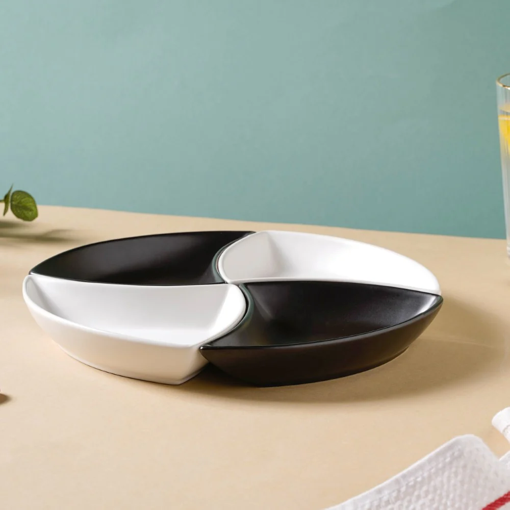 Snack Party Plate Set of 4 Black And White - Image 5