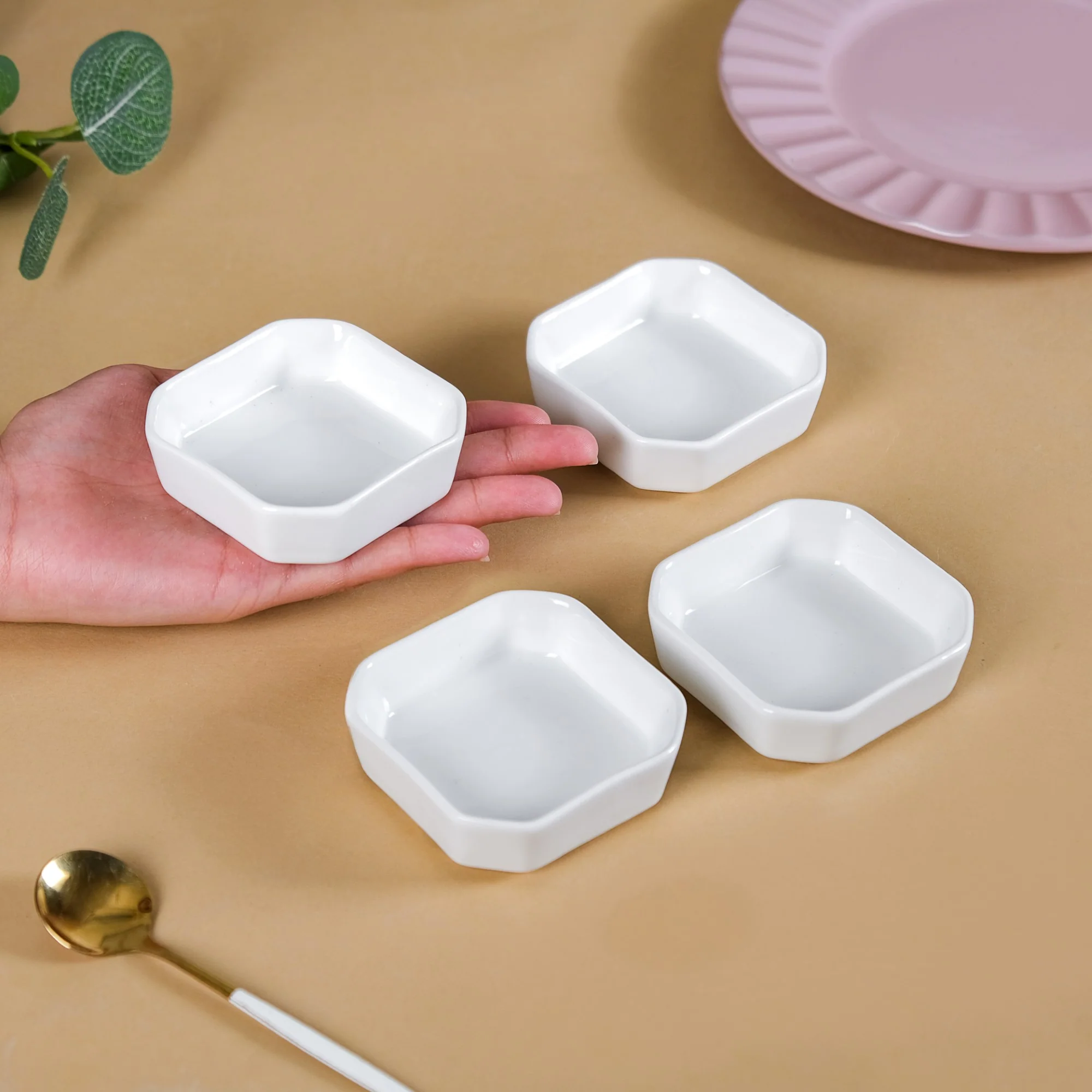 Snack Time Ceramic Dip Bowl White 50 ml Set Of 4 - Image 2