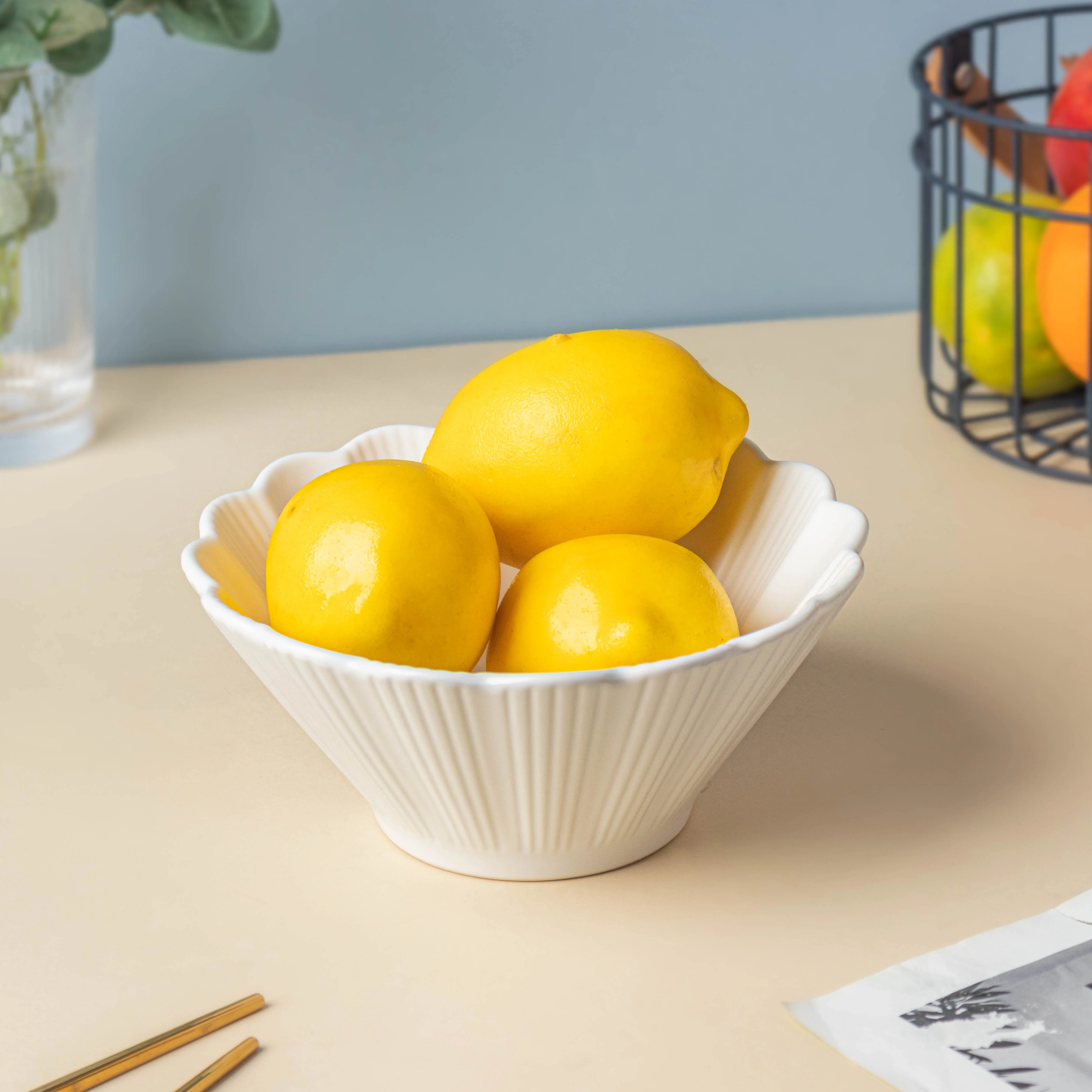 Snow White Fluted Ramen Bowl 600 ml - Image 5