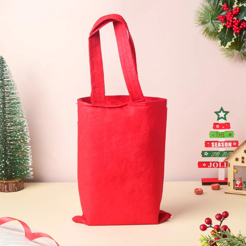 Snowman Christmas Gift Bag Red 10.5 Inch - Image 6