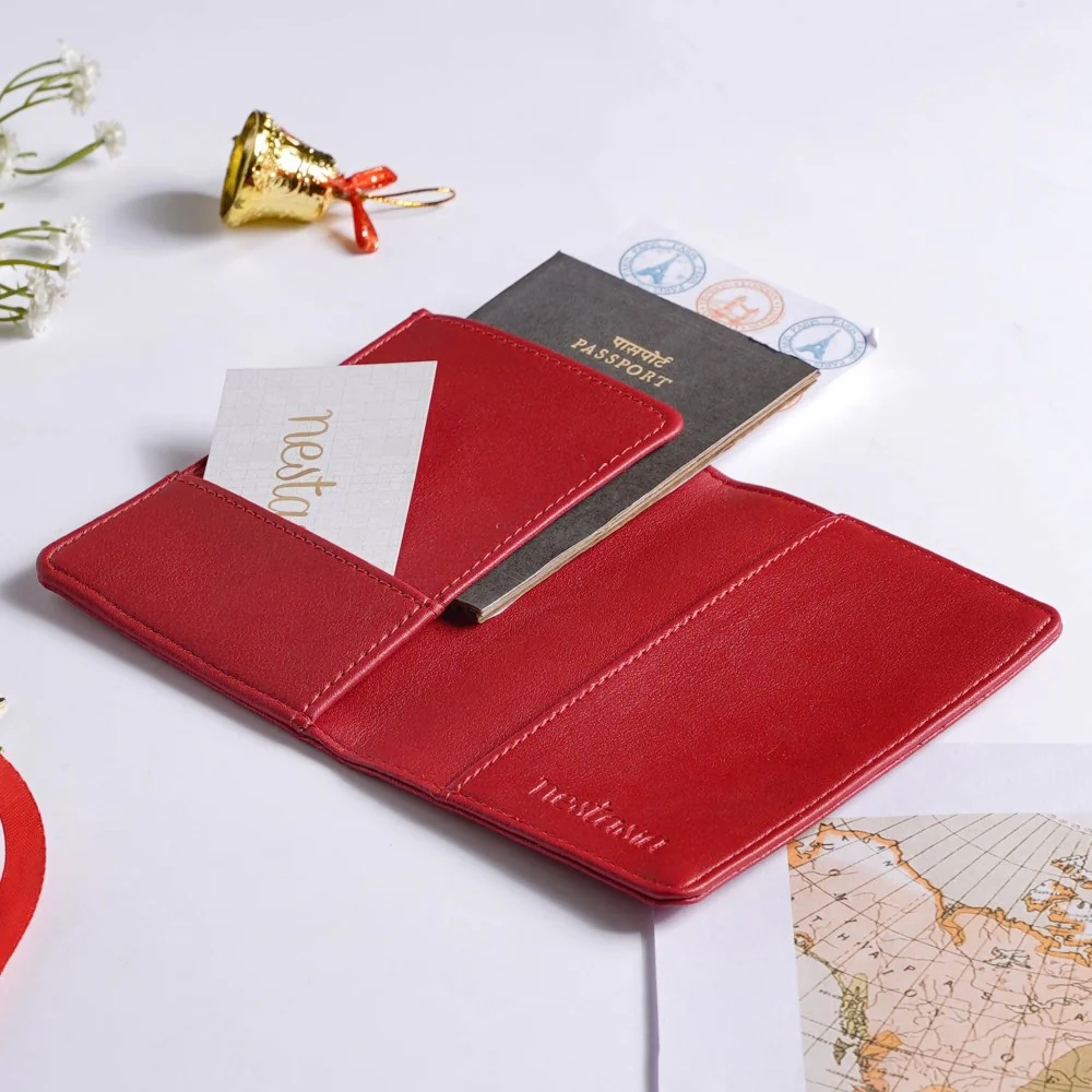 Snowman Embroidered Passport Cover Red - Image 3