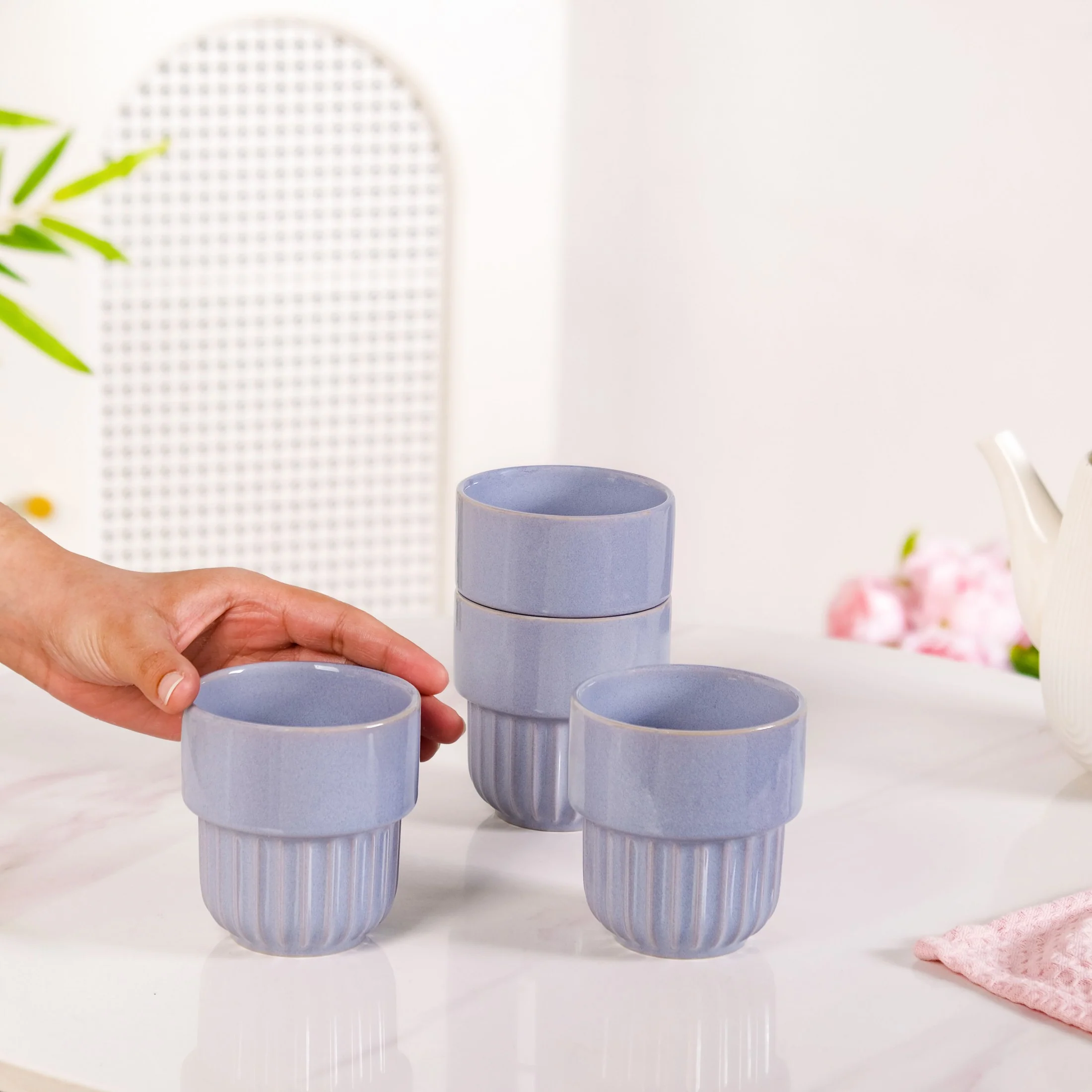Snugsy Lilac Stackable Ceramic Cup Set Of 4 280ml - Image 2