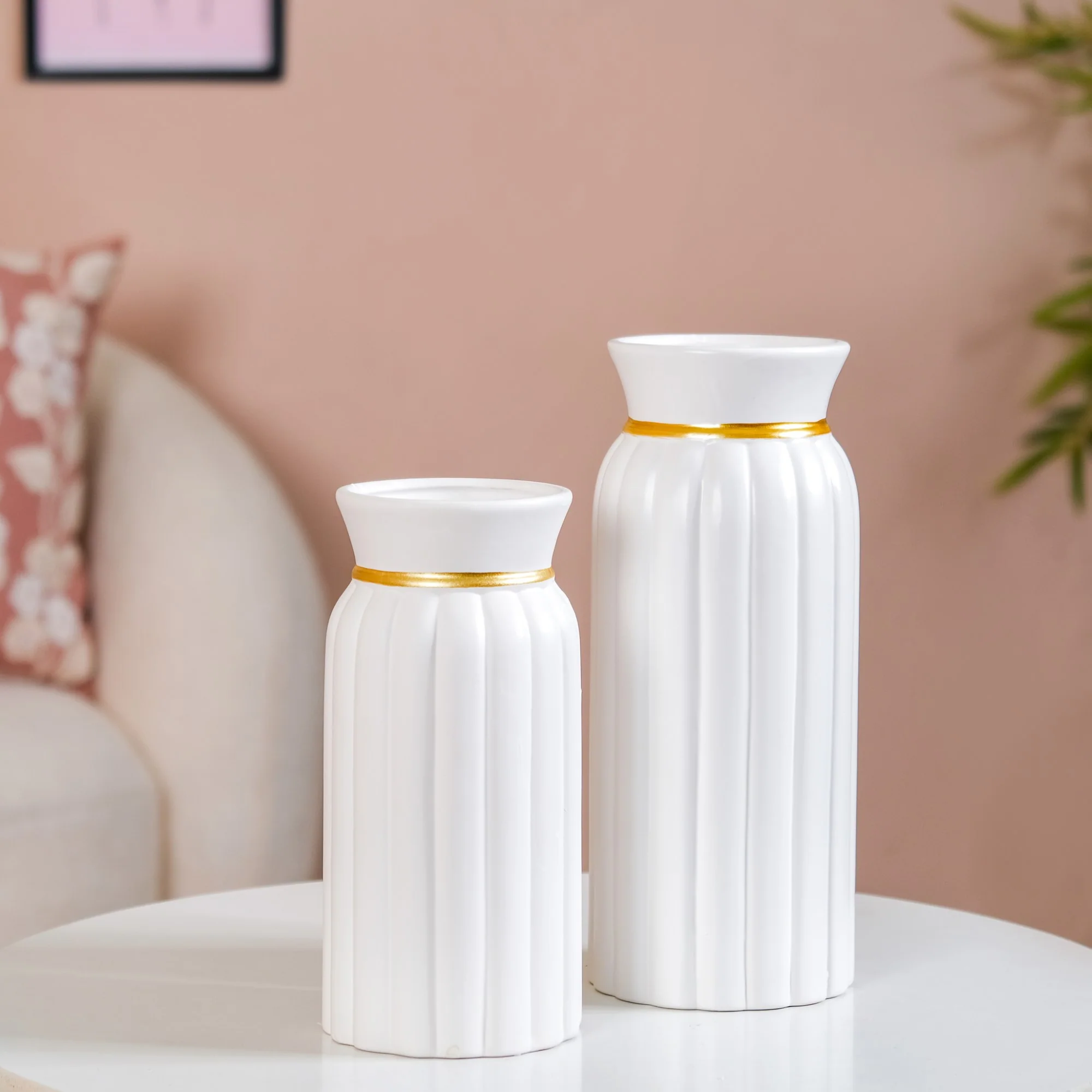 Soft Vintage Ceramic Vase Tall White - Image 8