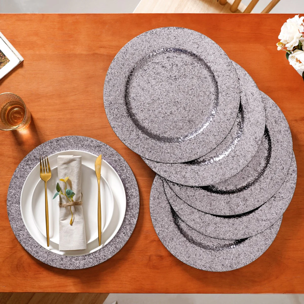 Sparkle Grey Charger Plate Set Of 6 13 Inch - Image 2