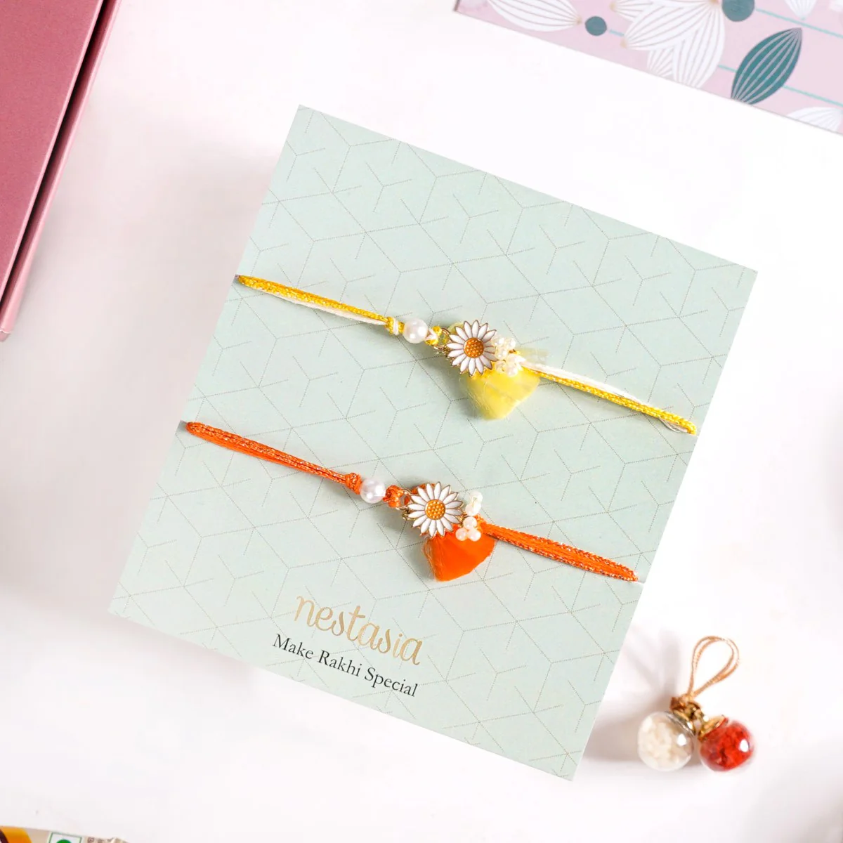 Special Festive Rakhi Gift Hamper Set Of 4 With Box And Card - Image 3