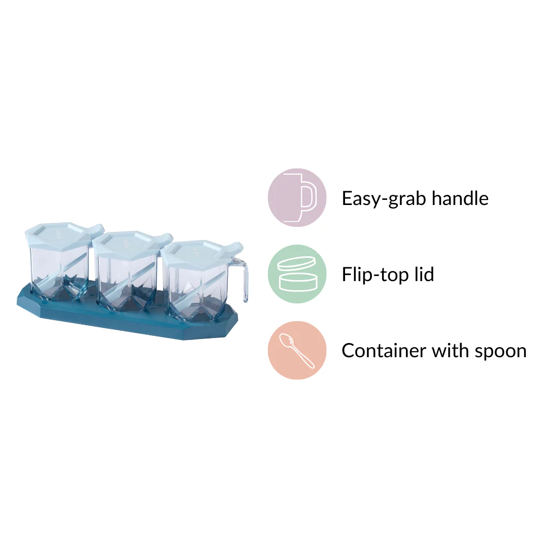Spice Containers With Spoons Set Of 3 Blue - Image 12