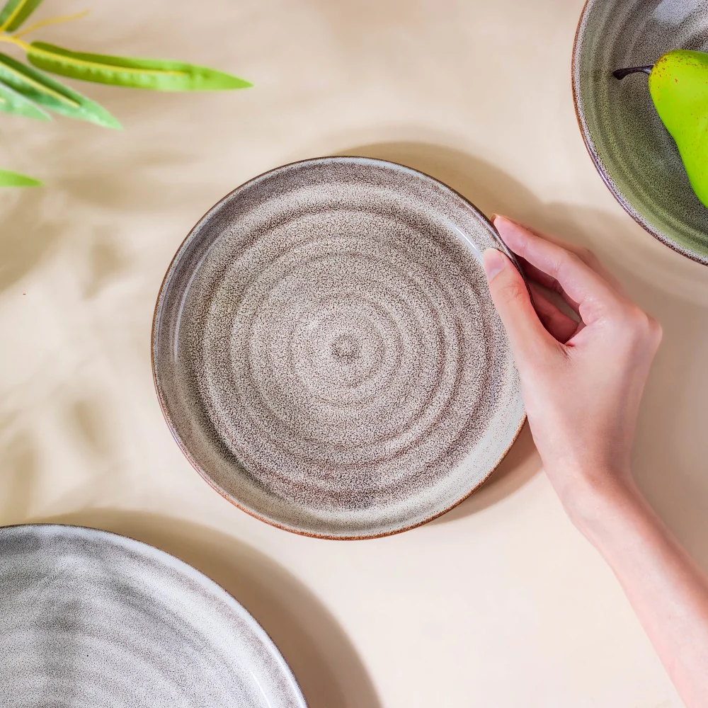 Spiral Handcrafted Plate For Snacks Grey 7 Inch - Image 2