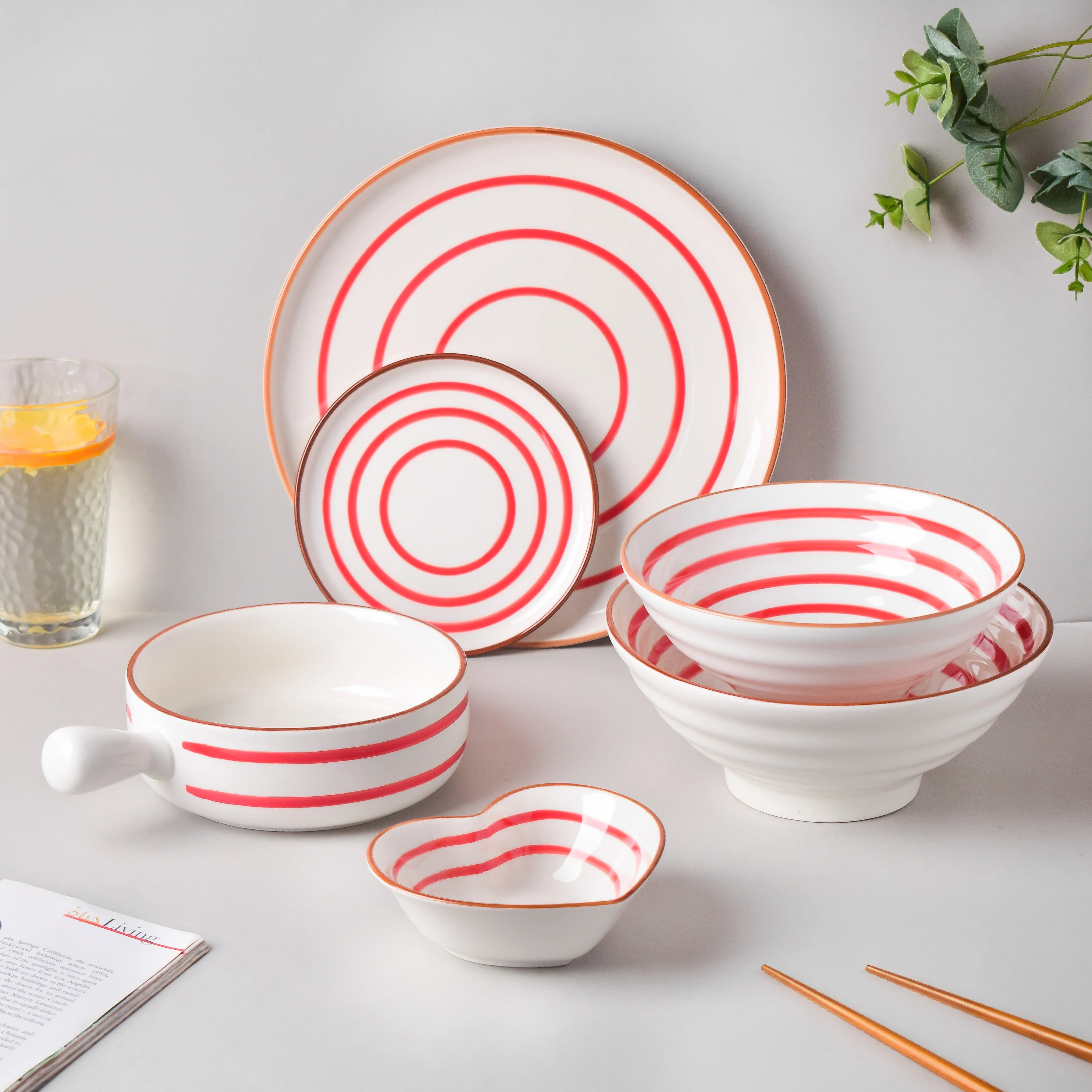 Spiral Red 22 Piece Dinner Set For 6 - Image 19