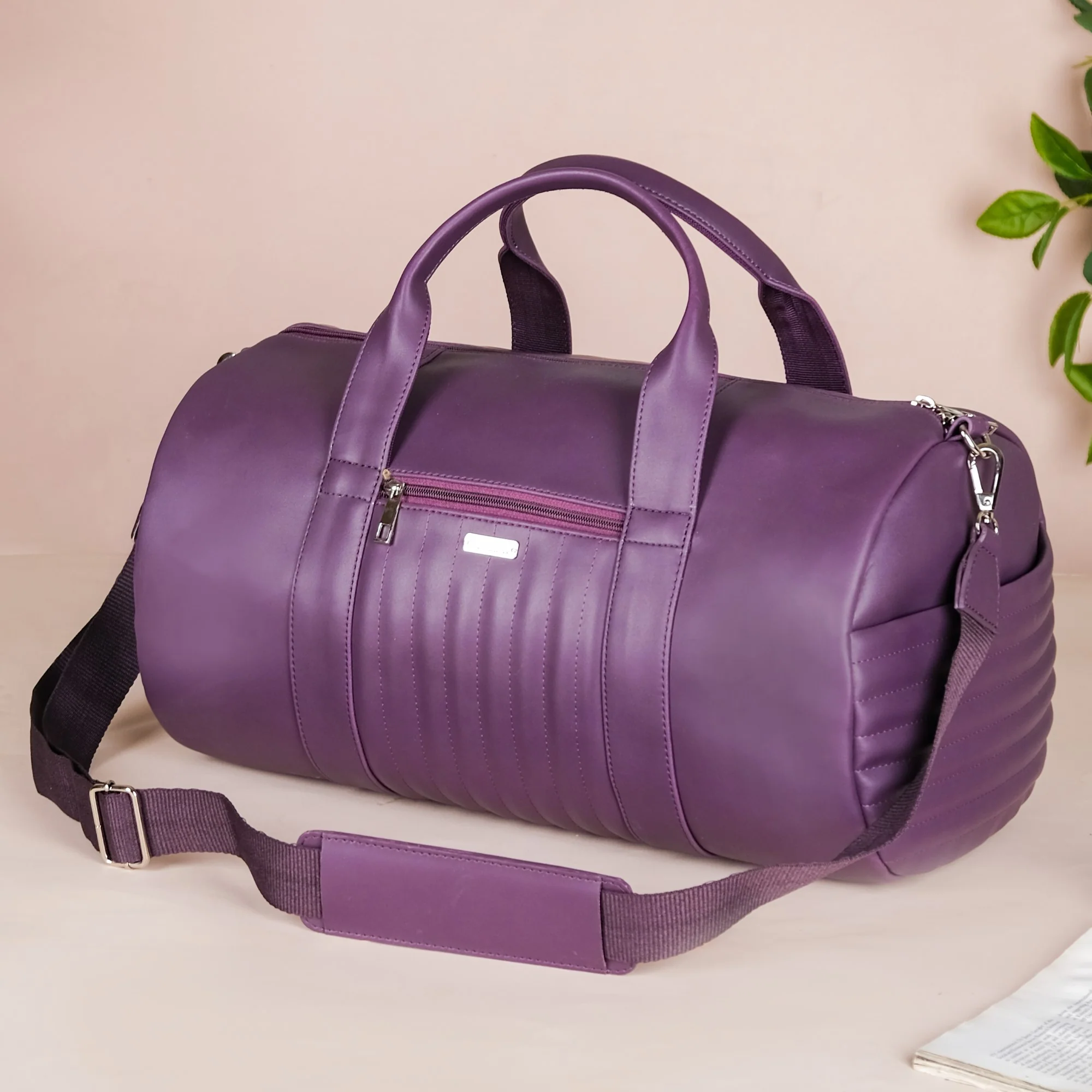 Sporty Duffel Bag Purple Large 17x9 Inch - Image 8