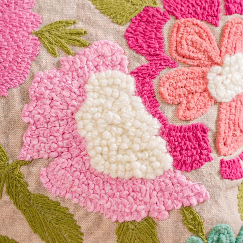 Spring Saga Embroidered Cushion Cover 20x14 Inch - Image 7
