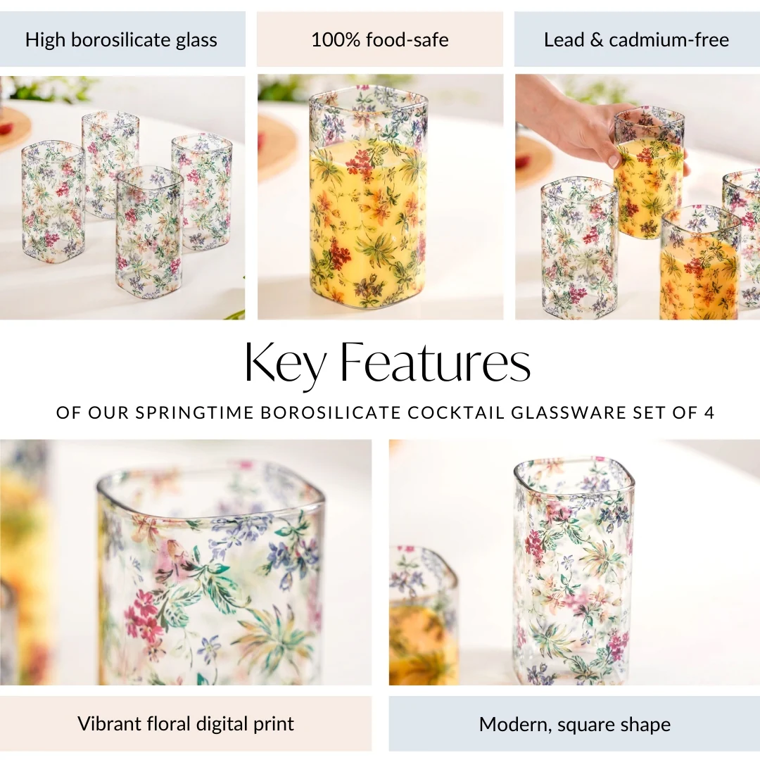 Springtime Borosilicate Cocktail Glassware Set Of 4 340ml - Image 5