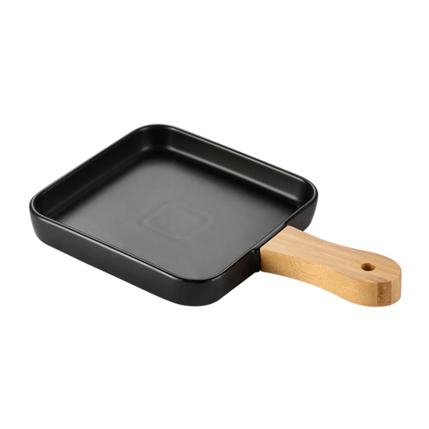 Square Plate With Wooden Handle Black - Image 6