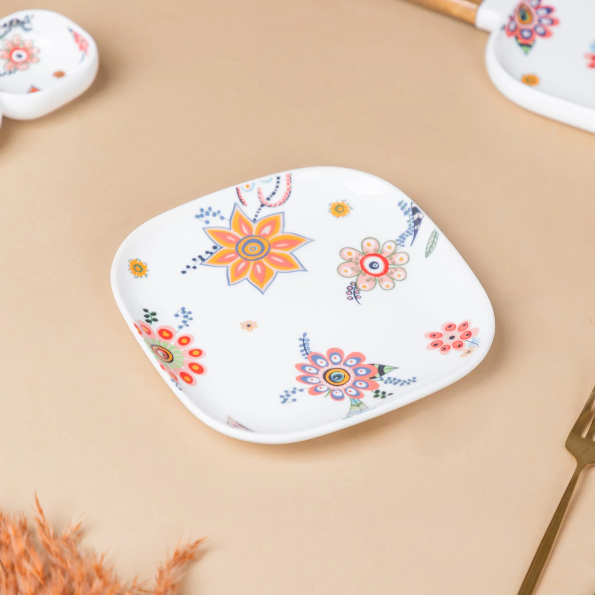 Square Snack Plate Floral - Image 7