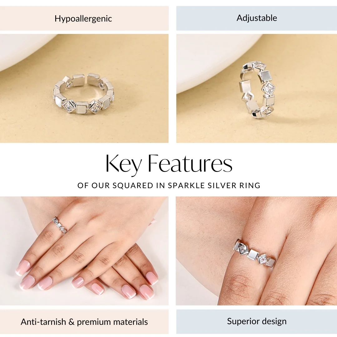 Squared In Sparkle Silver Ring - Image 4