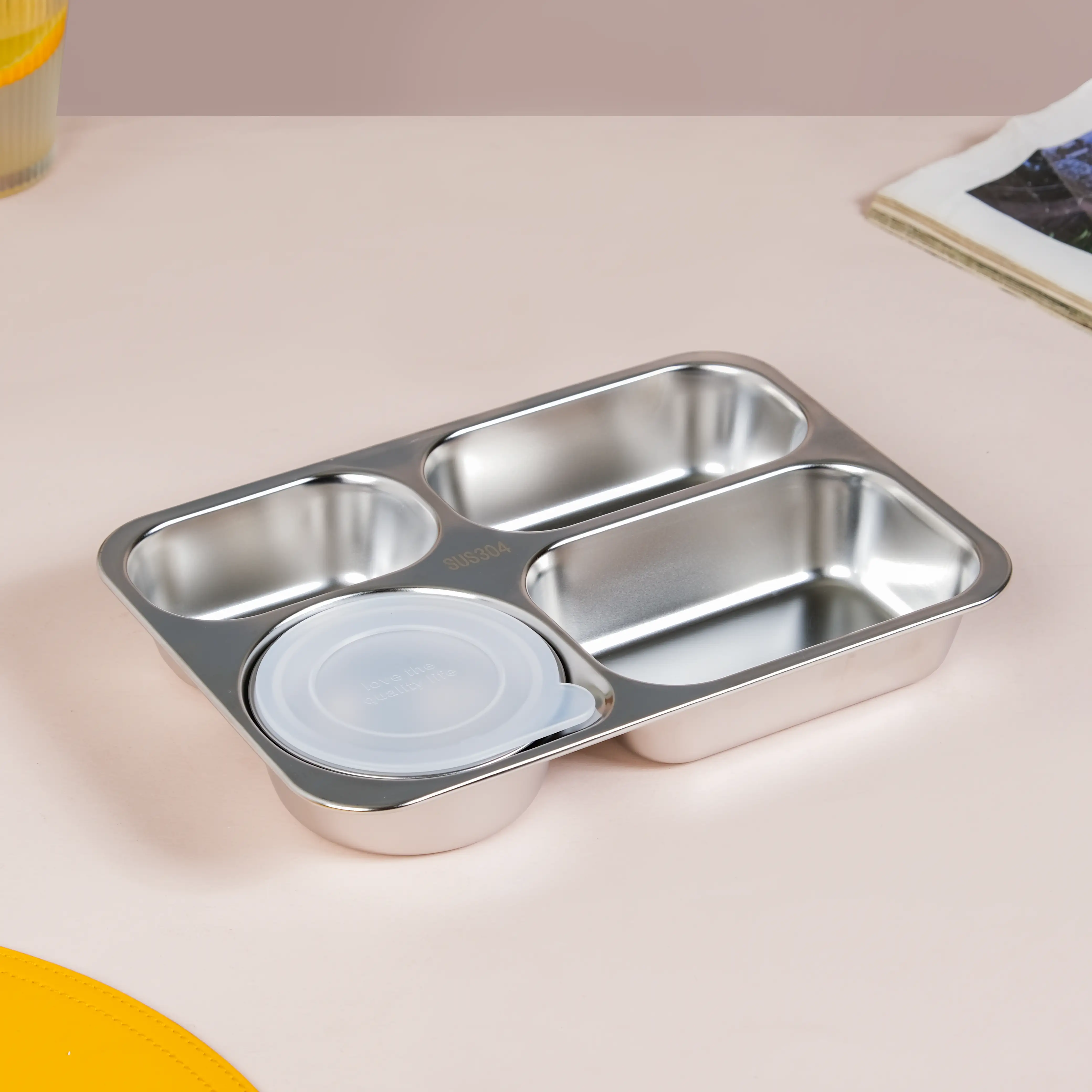 Stainless Steel Lunch Box With 4 Compartments Blue 900ml - Image 19