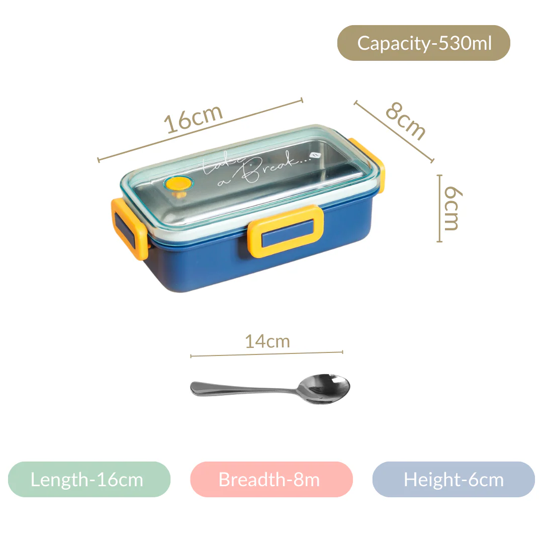 Stainless Steel Tiffin Box Small Blue 530ml - Image 27