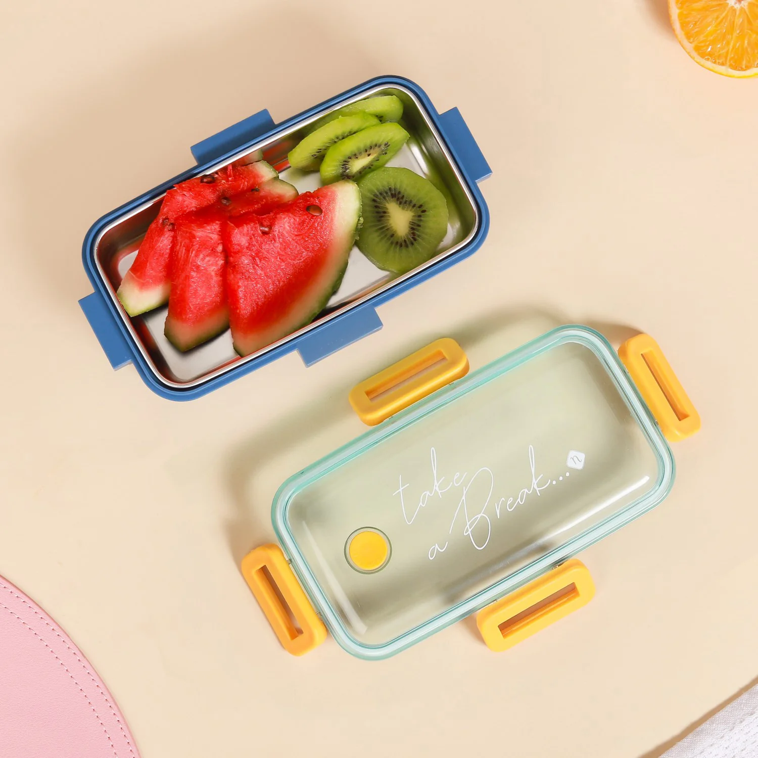 Stainless Steel Tiffin Box Small Blue 530ml - Image 8