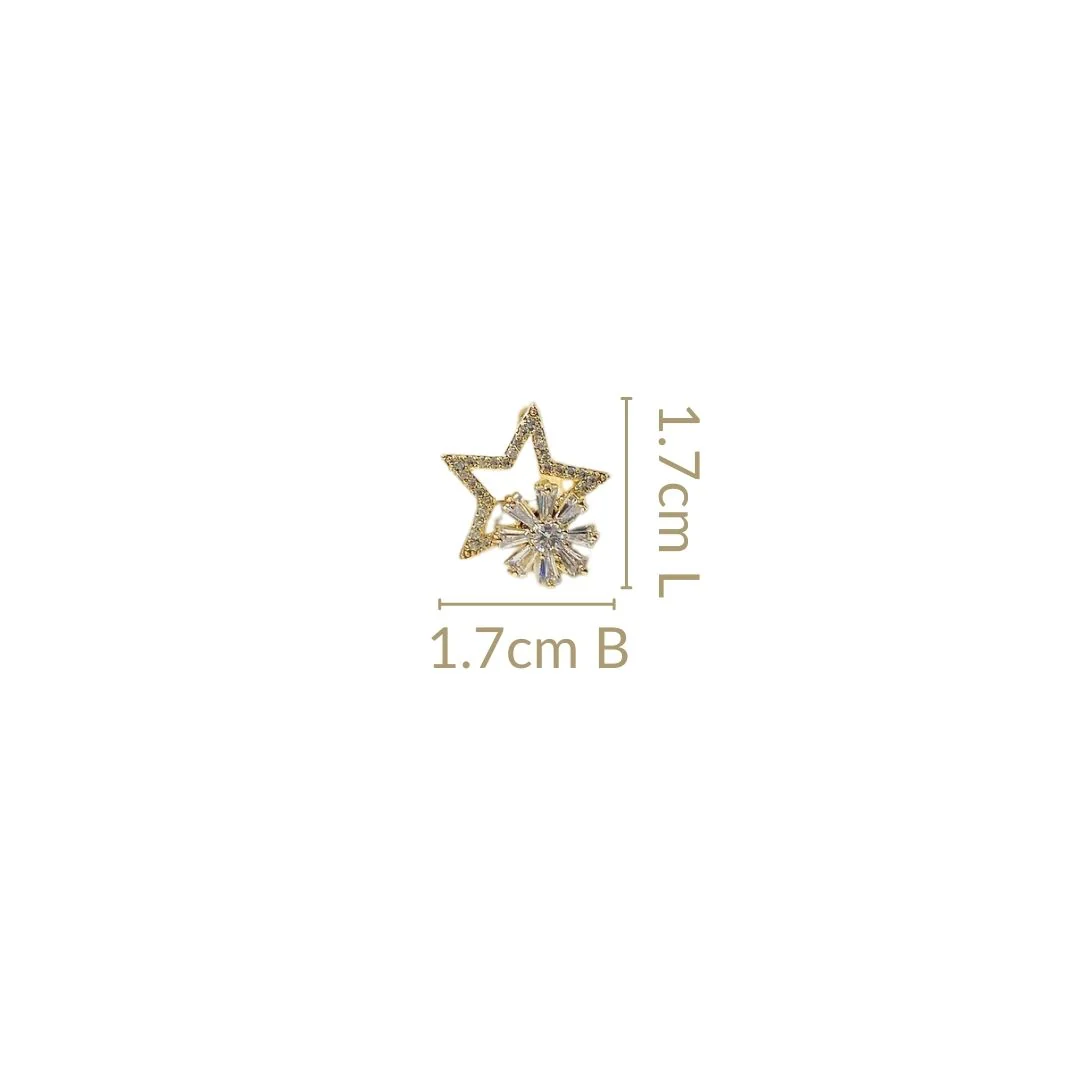 Star Studs With Rotating Floral Accent - Image 3