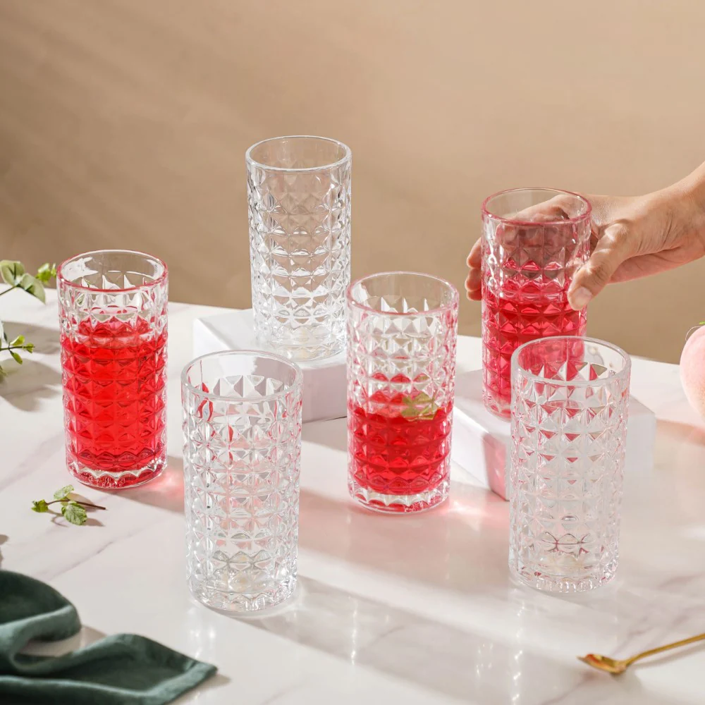 Starcut Textured Large Drinkware Glass Set of 6 250 ml - Image 2