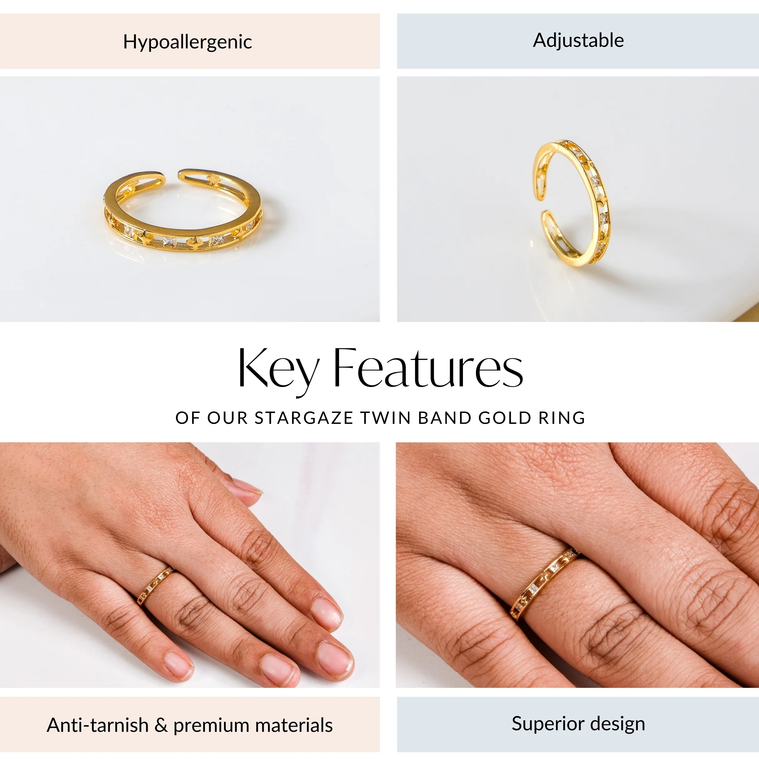 Stargaze Twin Band Gold Ring - Image 4