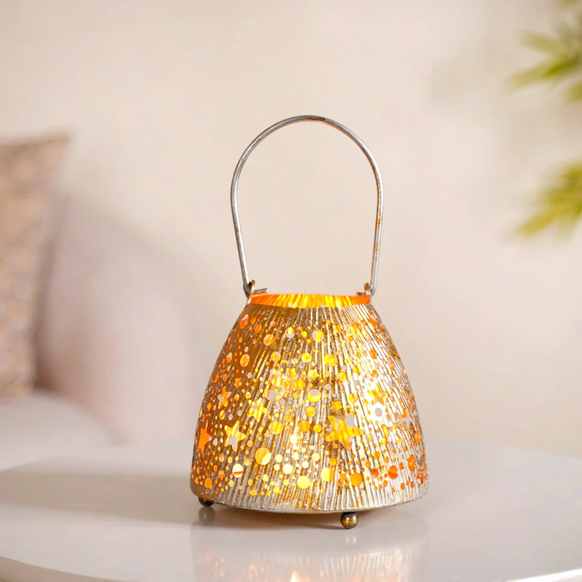 Stars And Moon Festive Metal Lantern With Handle - Image 10