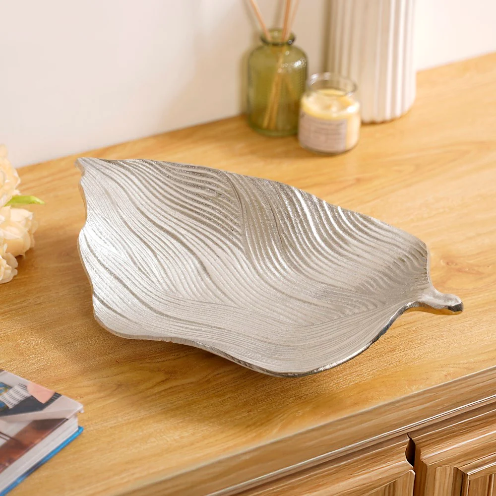 Statement Leaf Table Decorative Tray Silver - Image 2