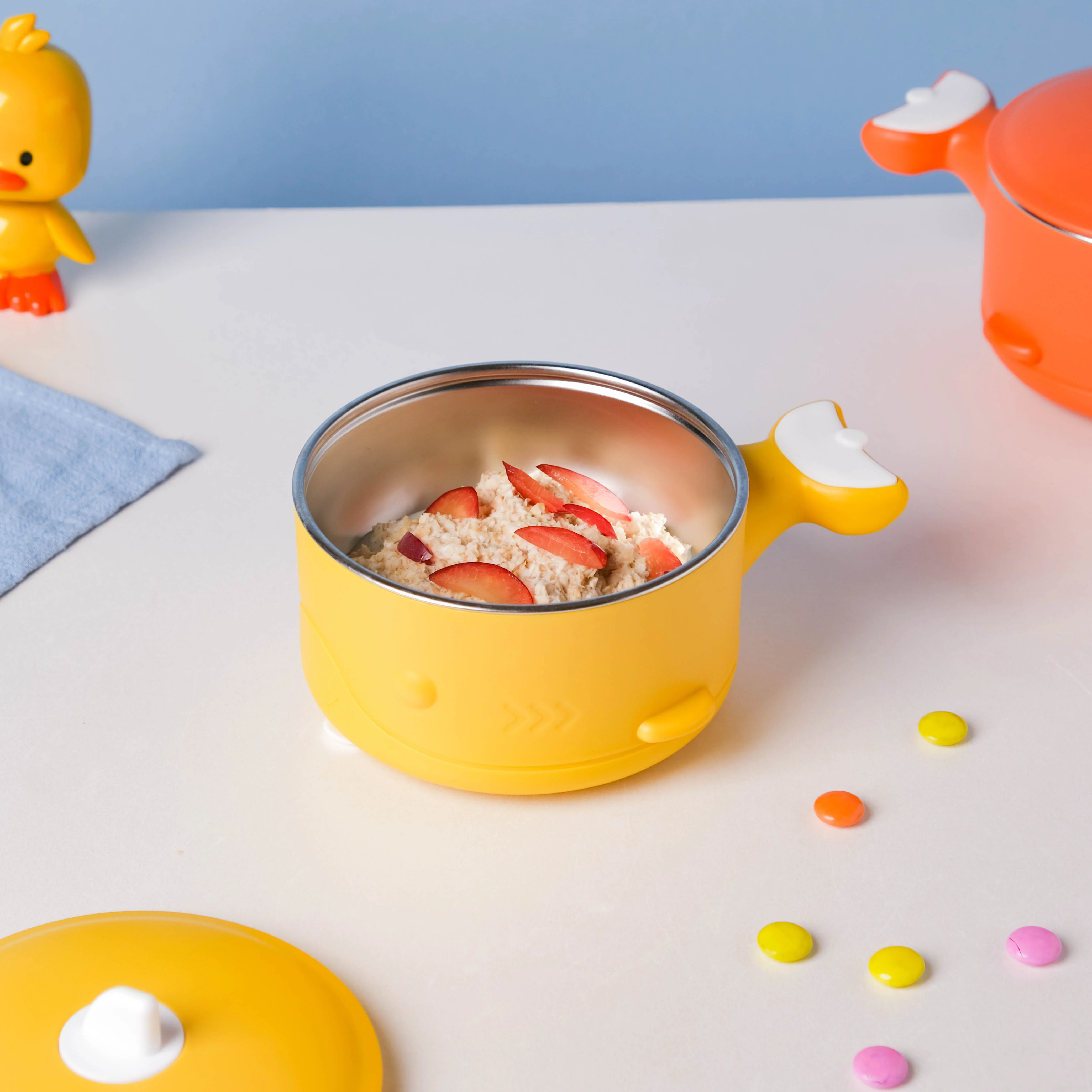 Stay Warm Steel Bowl With Suction Base Yellow 350 ml - Image 8