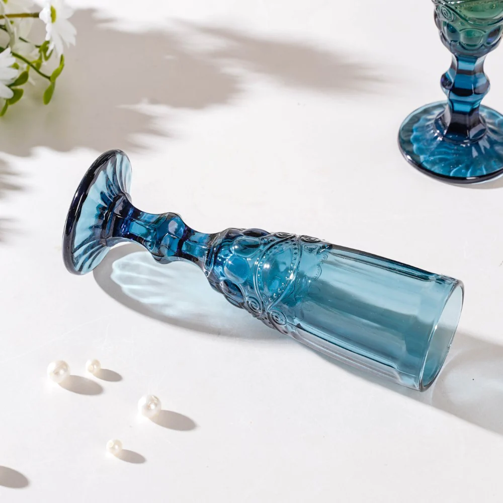 Stemmed Glass Blue Set Of 6 150 ml - Image 8
