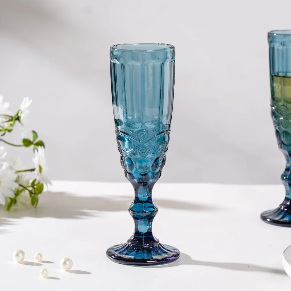 Stemmed Glass Blue Set Of 6 150 ml - Image 9