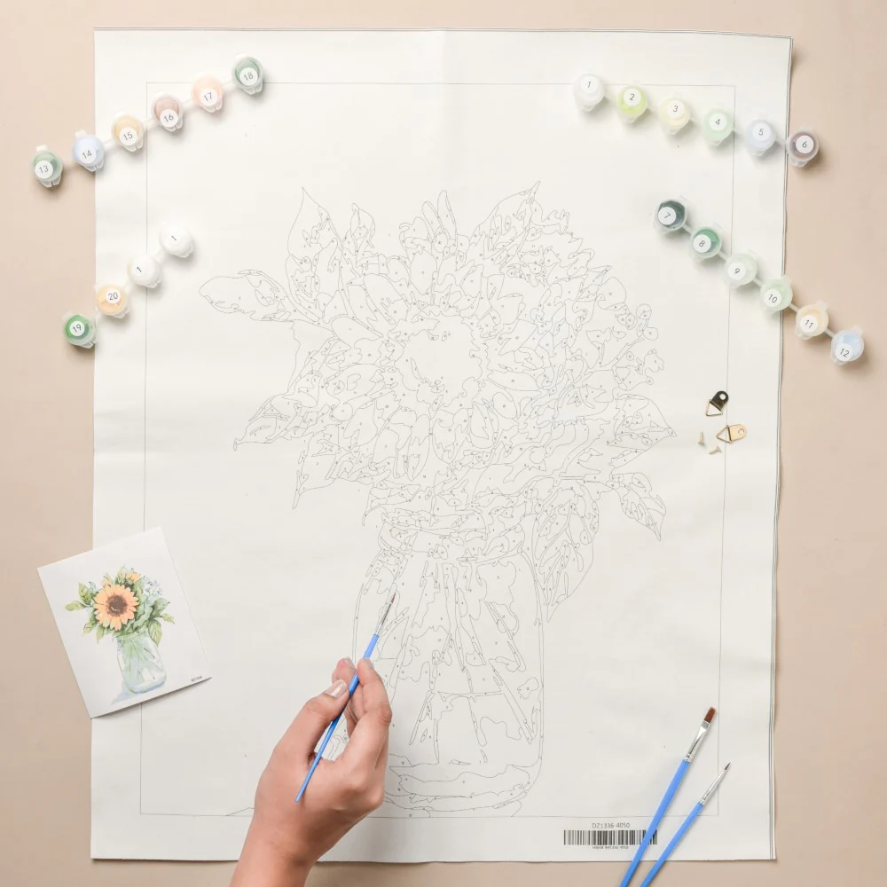 Still Life Sunflower DIY Painting By Numbers Kit - Image 6